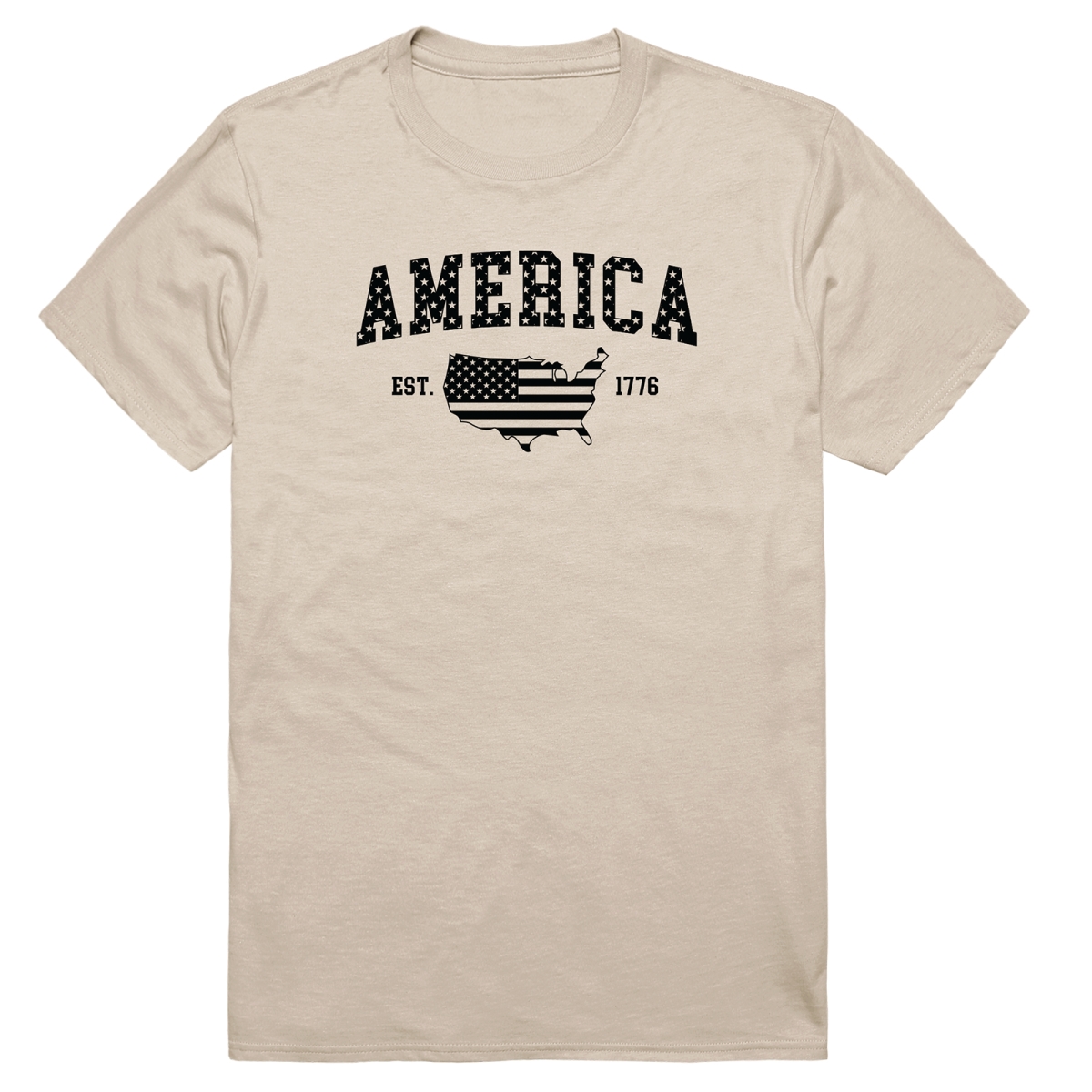 AM3-226-SND-02 Basic America 1776 Short Sleeve T-Shirt, Sand - Medium