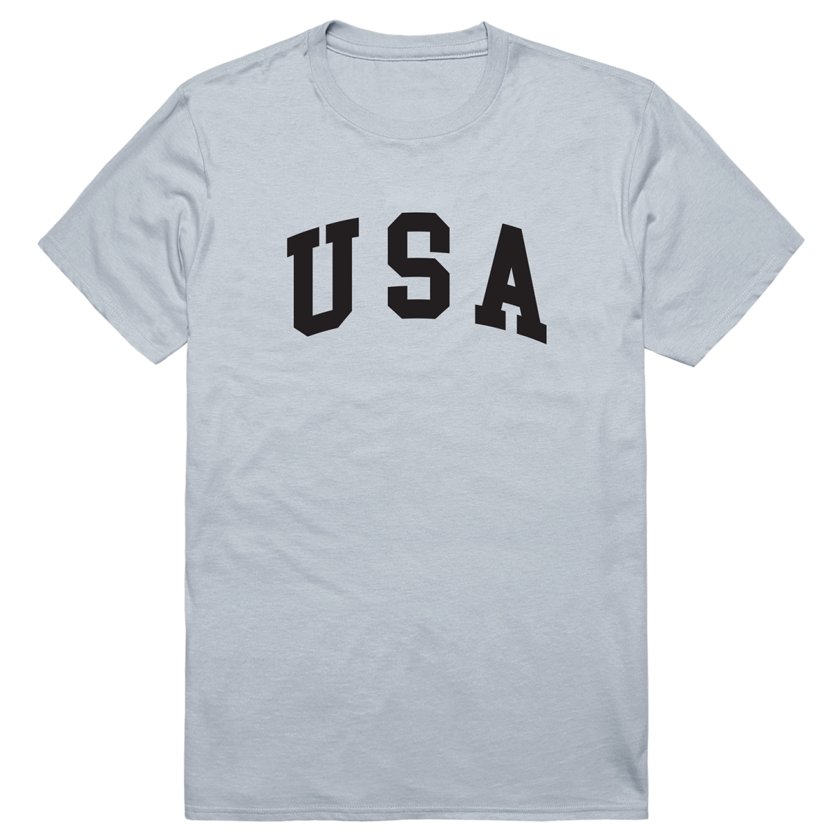 AM3-217-SIL-03 America Basic USA Text Short Sleeve T-Shirt, Silver - Large