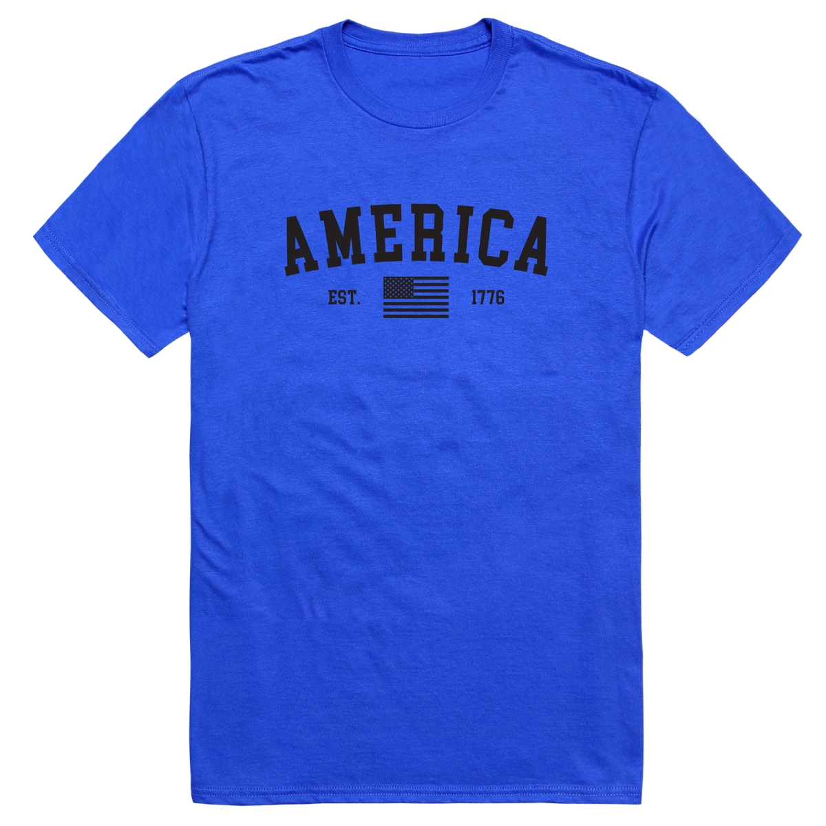 AM3-219-RYL-02 Basic America Est. 1776 Short Sleeve T-Shirt, Royal Blue - Medium