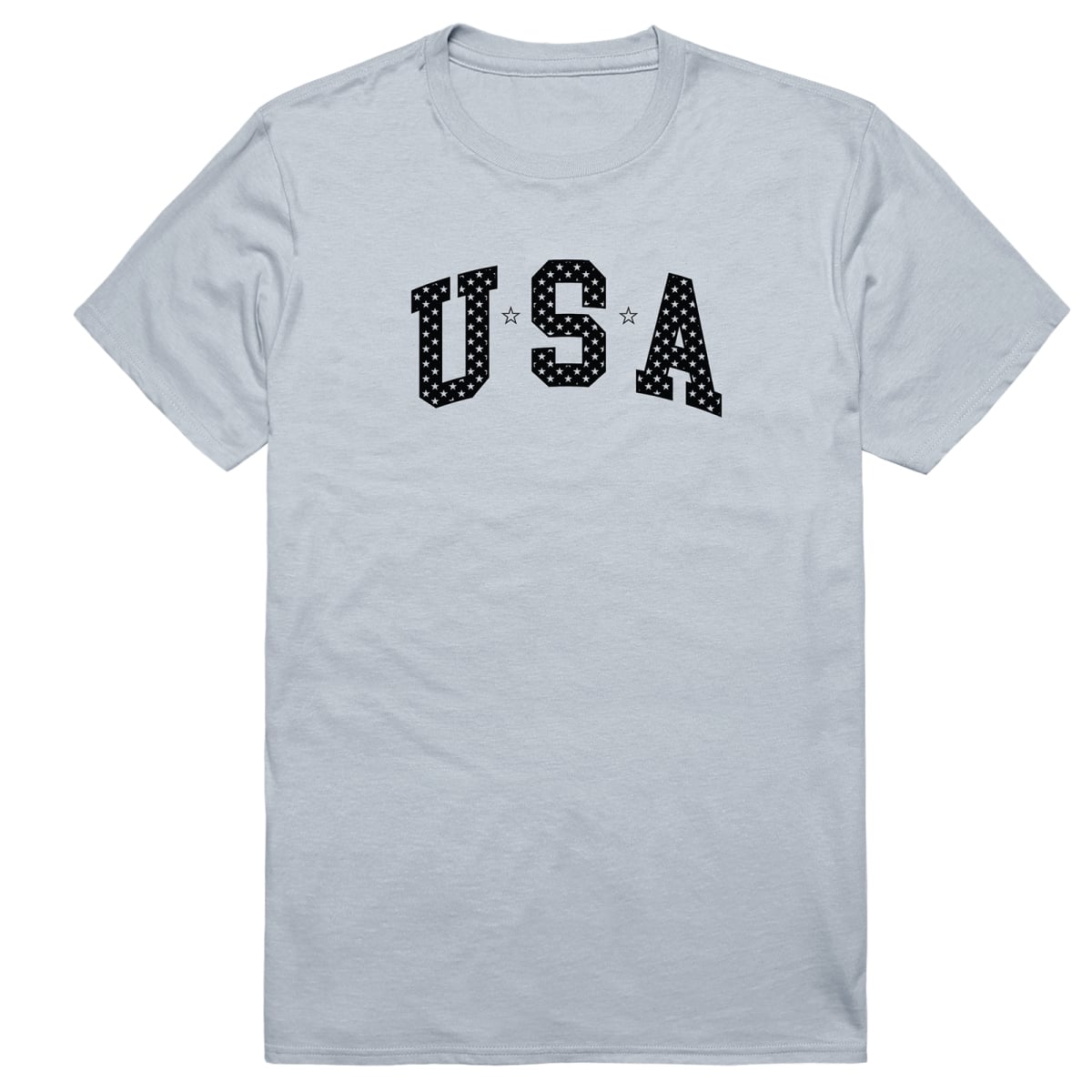 AM3-220-SIL-04 America Basic USA with Stars Short Sleeve T-Shirt, Silver - Extra Large