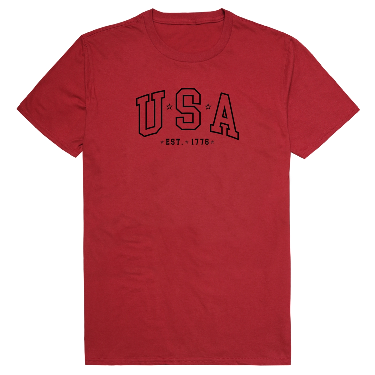 AM3-221-CAR-02 America Basic USA Est. 1776 Short Sleeve T-Shirt, Cardinal - Medium