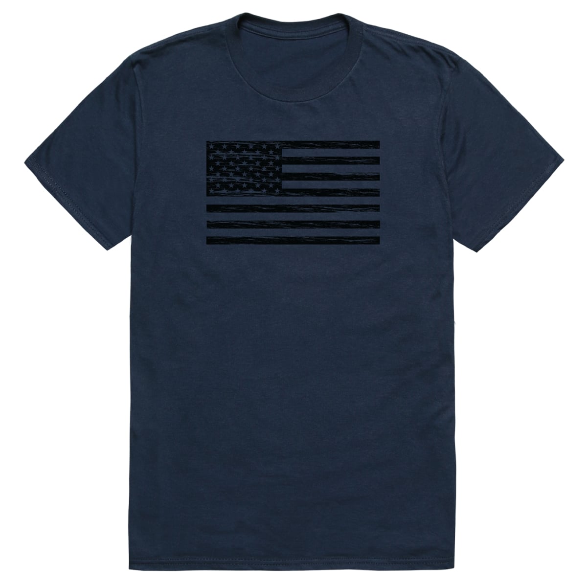 AM3-225-NVY-03 America Basic Flag Horizontal Short Sleeve T-Shirt, Navy - Large