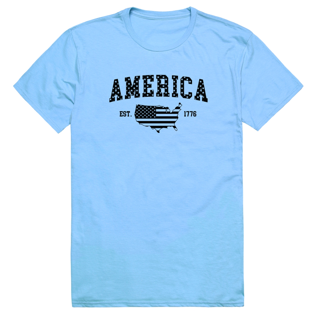 AM3-226-SKY-04 Basic America 1776 Short Sleeve T-Shirt, Sky Blue - Extra Large
