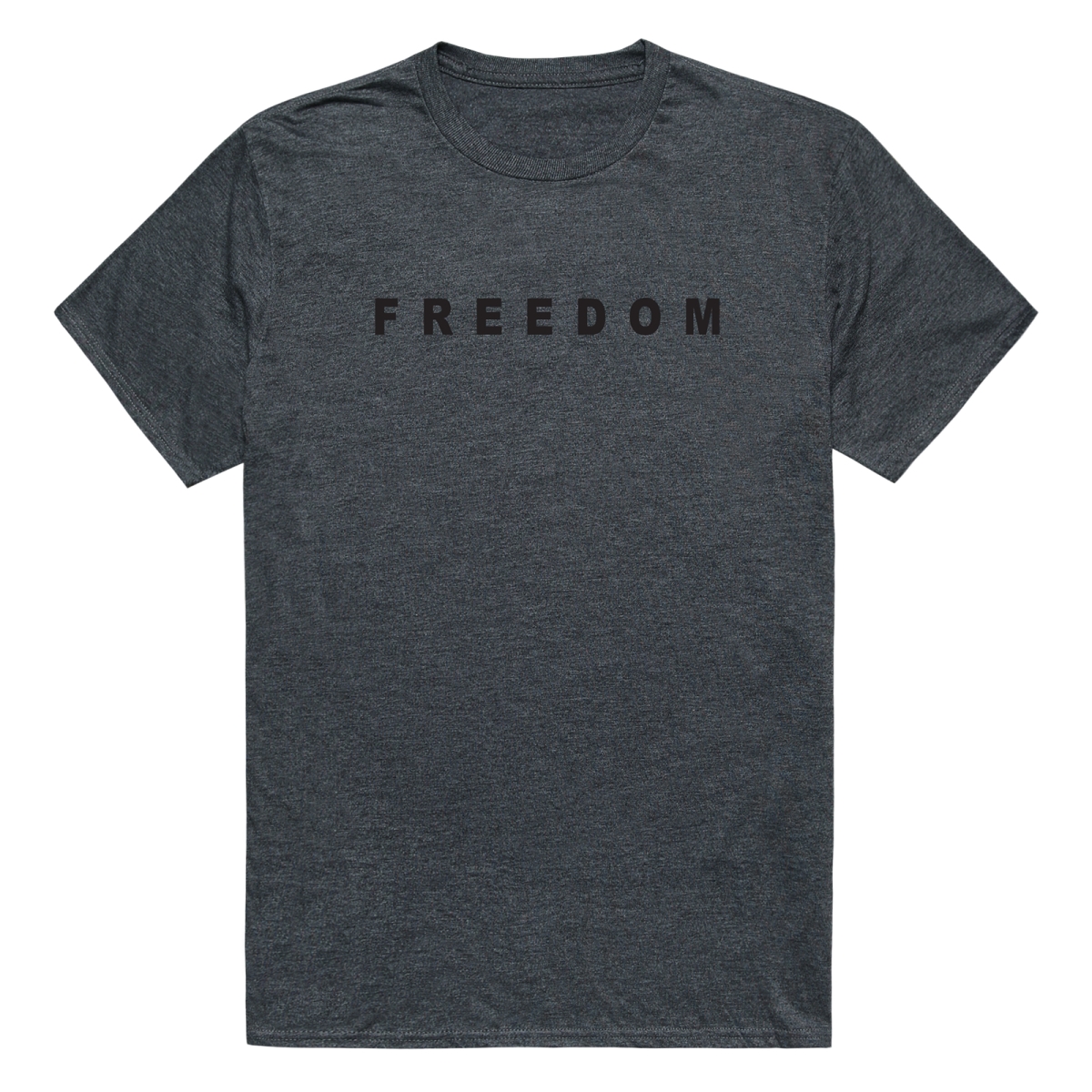 AM3-234-HCH-03 America Basic Freedom Text Freedom Short Sleeve T-Shirt, Heather Charcoal - Large