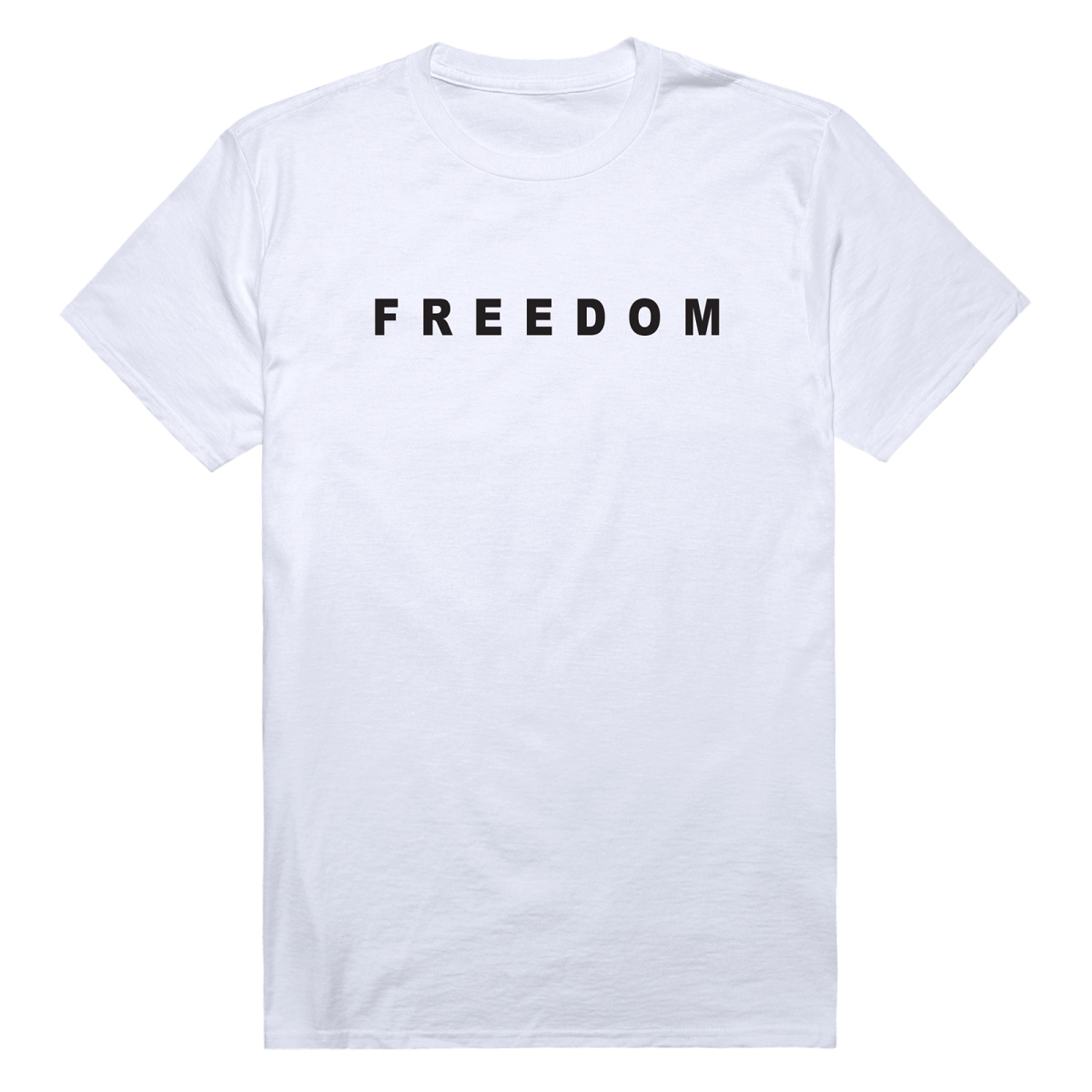 AM3-234-WHT-02 America Basic Freedom Text Freedom Short Sleeve T-Shirt, White - Medium