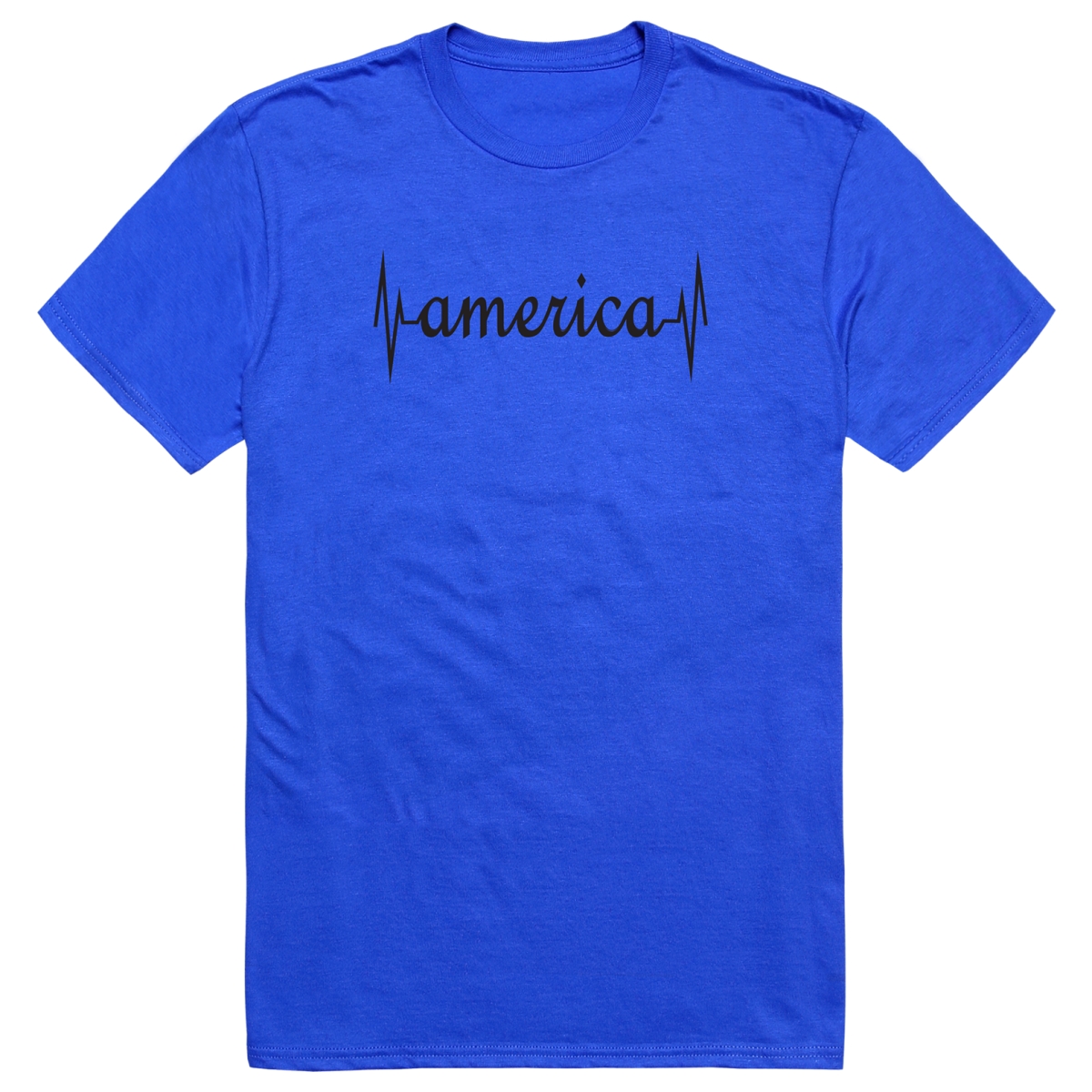 AM3-216-RYL-02 Basic America Heartbeat Short Sleeve T-Shirt, Royal Blue - Medium