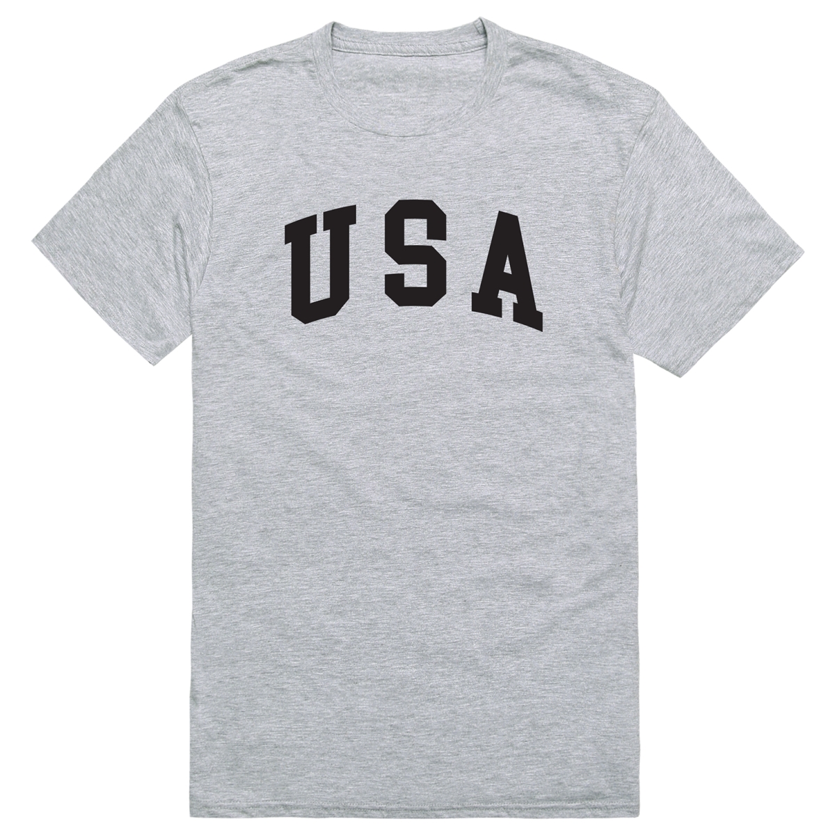 AM3-217-HGY-02 America Basic USA Text Short Sleeve T-Shirt, Heather Gray - Medium
