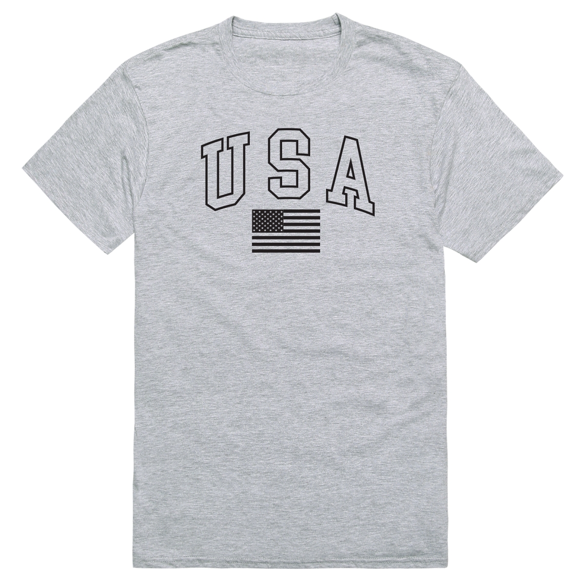 AM3-218-HGY-01 America Basic USA with Flag Short Sleeve T-Shirt, Heather Gray - Small