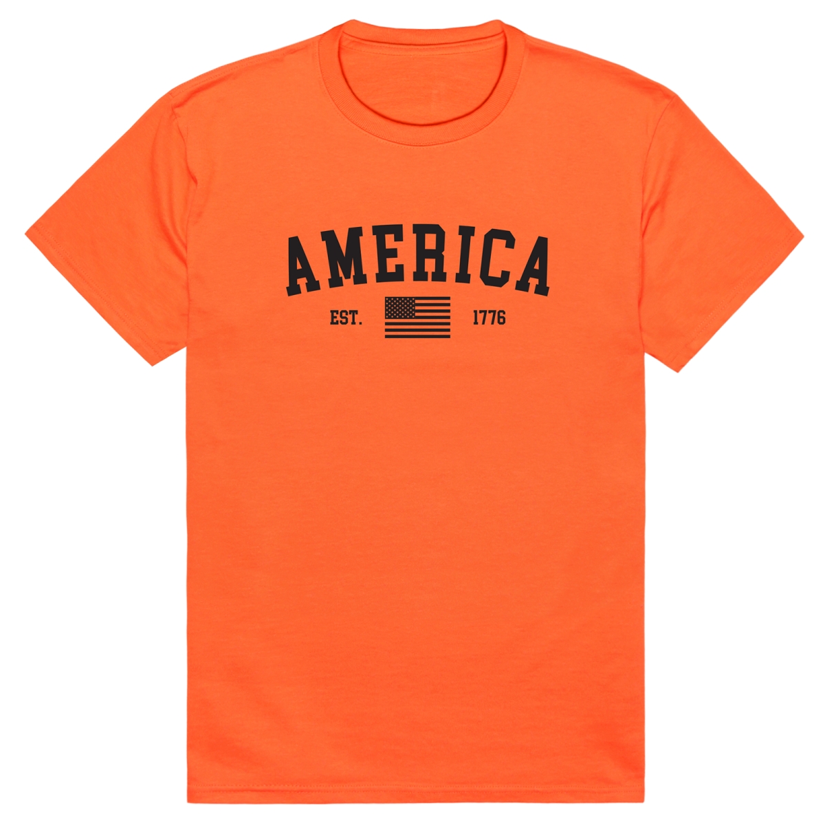 AM3-219-ORN-04 Basic America Est. 1776 Short Sleeve T-Shirt, Orange - Extra Large