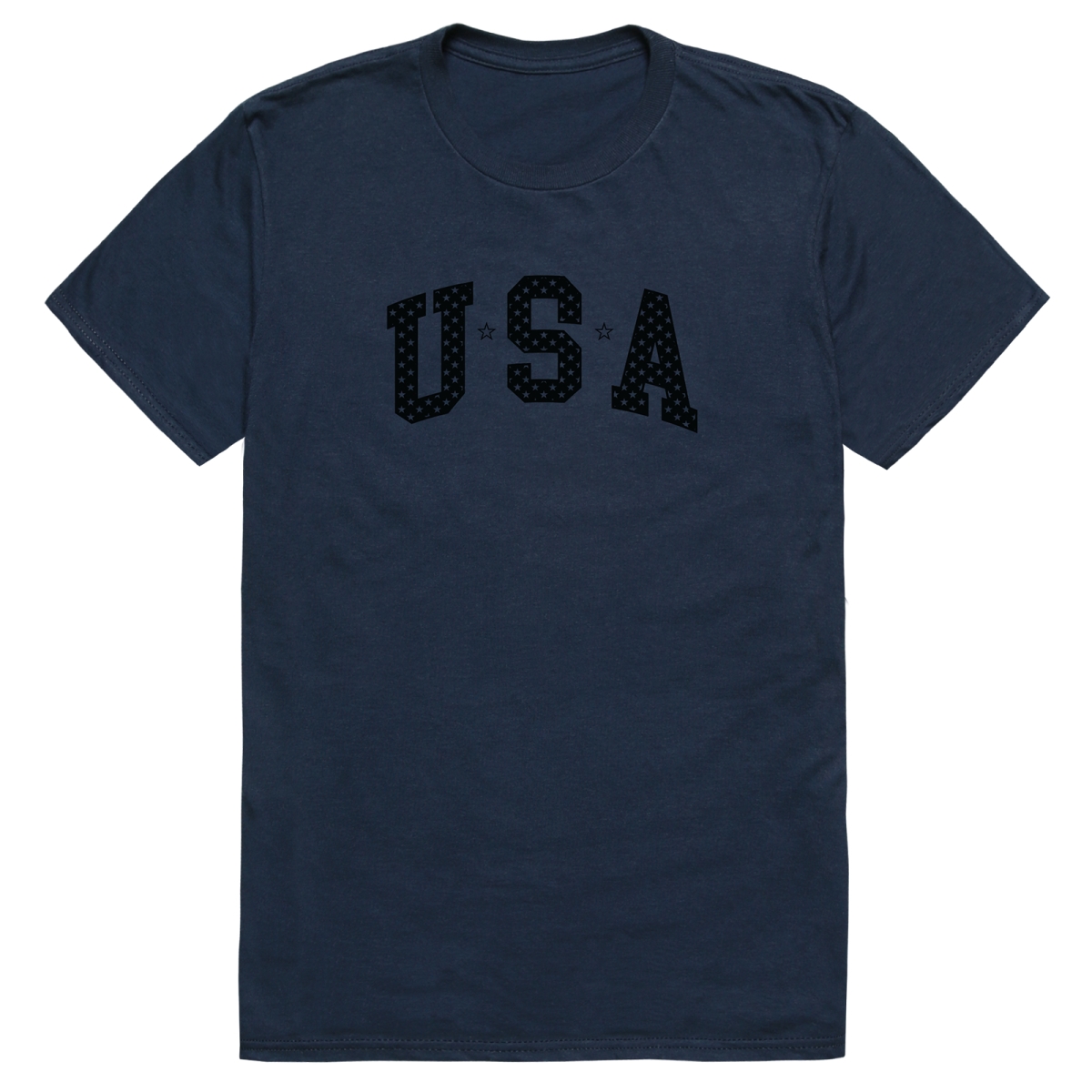 AM3-220-NVY-02 America Basic USA with Stars Short Sleeve T-Shirt, Navy - Medium