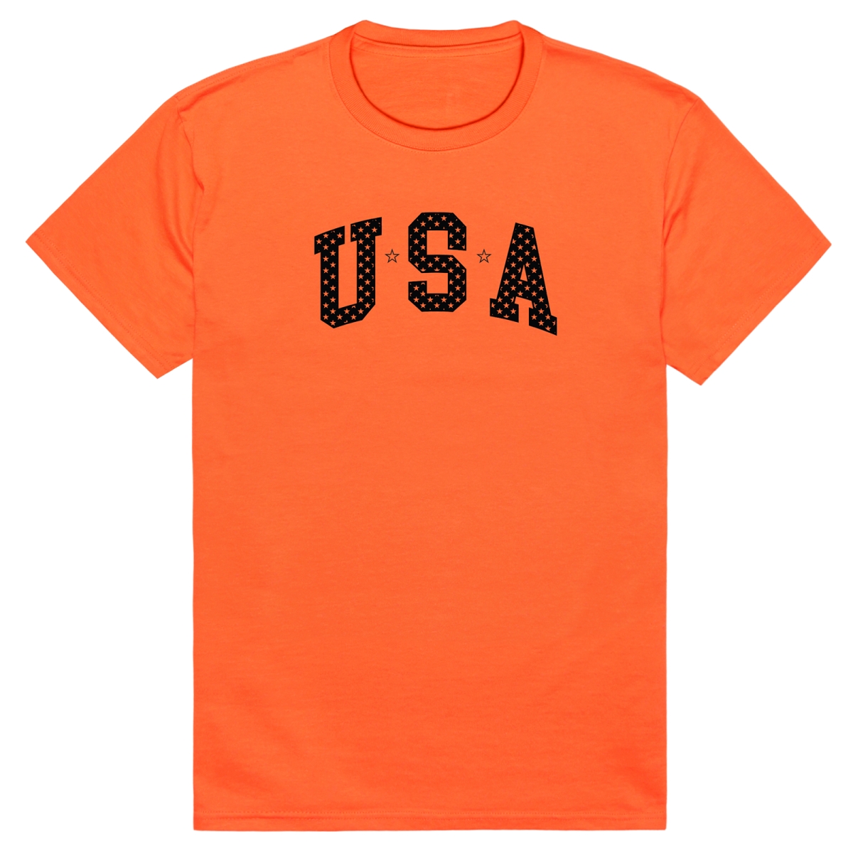 AM3-220-ORN-02 America Basic USA with Stars Short Sleeve T-Shirt, Orange - Medium