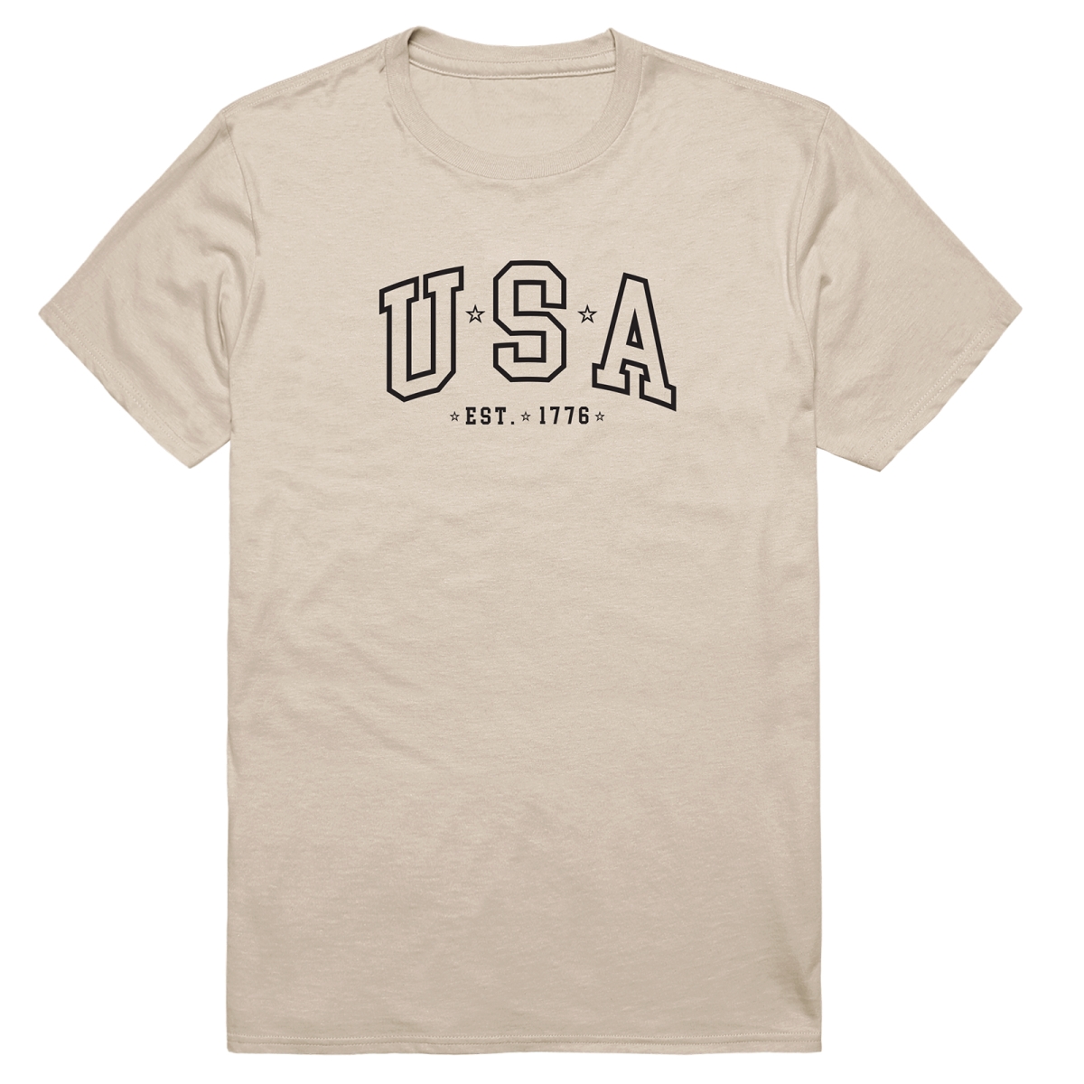 AM3-221-SND-02 America Basic USA Est. 1776 Short Sleeve T-Shirt, Sand - Medium