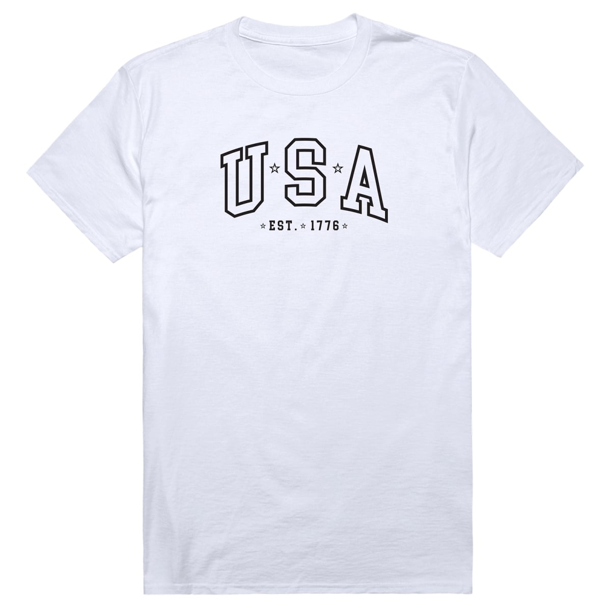AM3-221-WHT-03 America Basic USA Est. 1776 Short Sleeve T-Shirt, White - Large