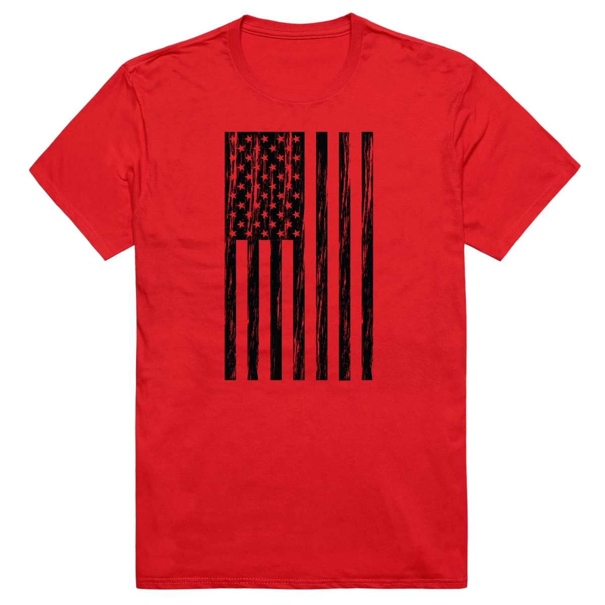 AM3-224-RED-02 America Basic Flag Vertical Short Sleeve T-Shirt, Red - Medium