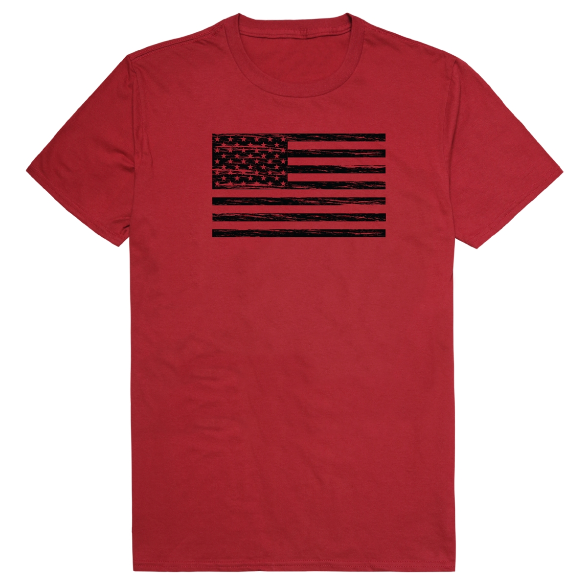 AM3-225-CAR-02 America Basic Flag Horizontal Short Sleeve T-Shirt, Cardinal - Medium