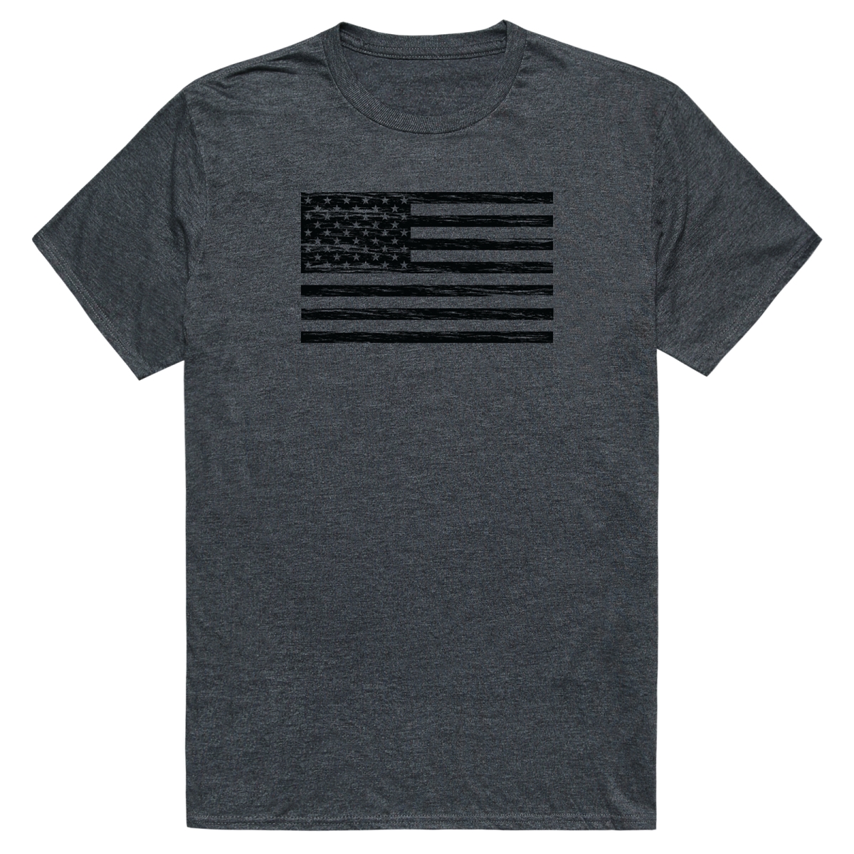AM3-225-HCH-03 America Basic Flag Horizontal Short Sleeve T-Shirt, Heather Charcoal - Large