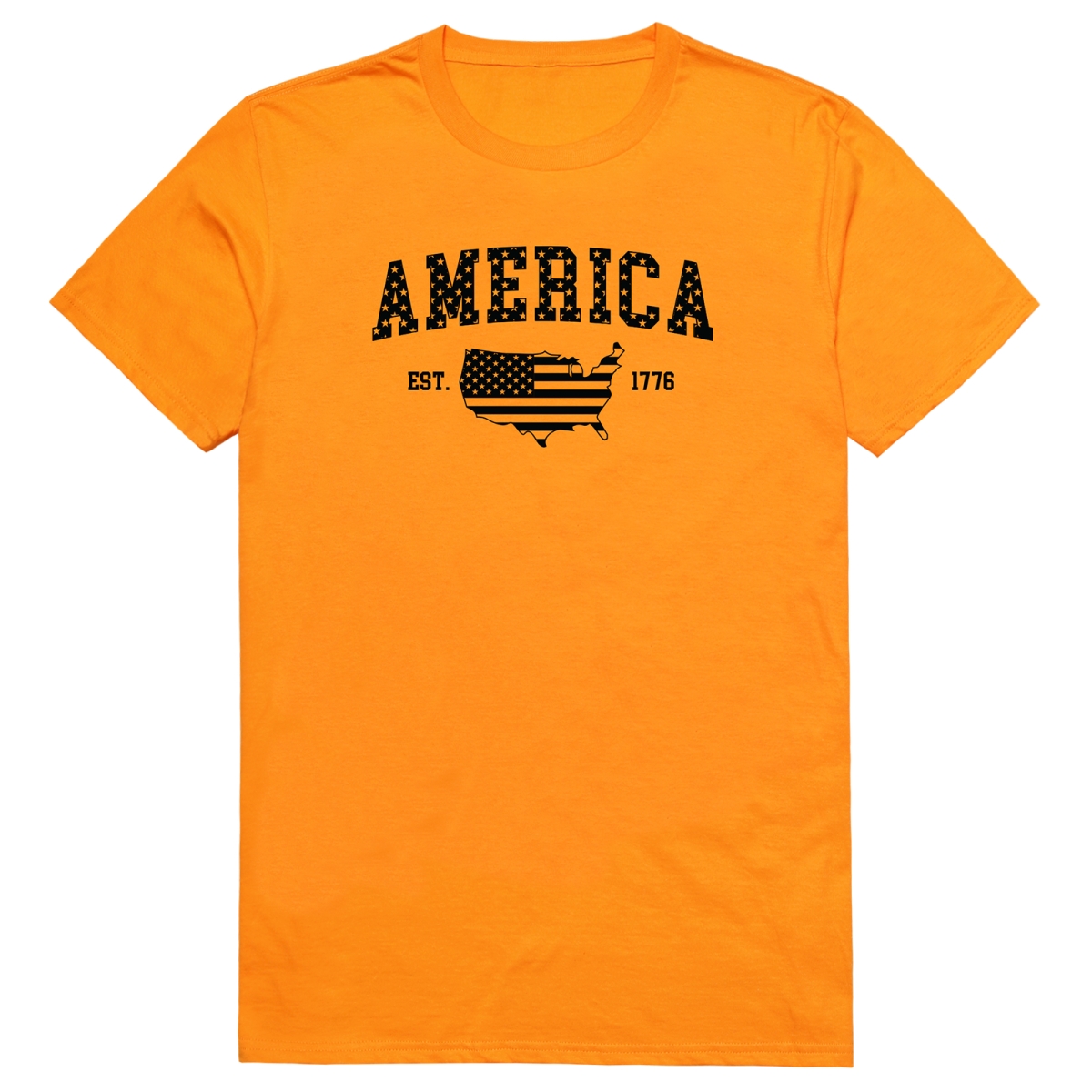 AM3-226-GLD-03 Basic America 1776 Short Sleeve T-Shirt, Gold - Large
