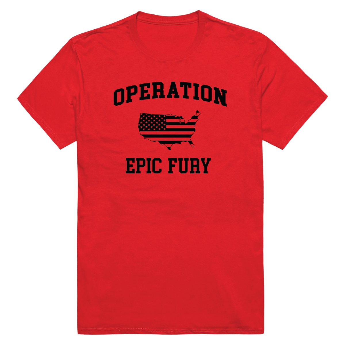 AM0-262-RED-01 Operation War Epic Fury Map Short Sleeve T-Shirt, Red - Small