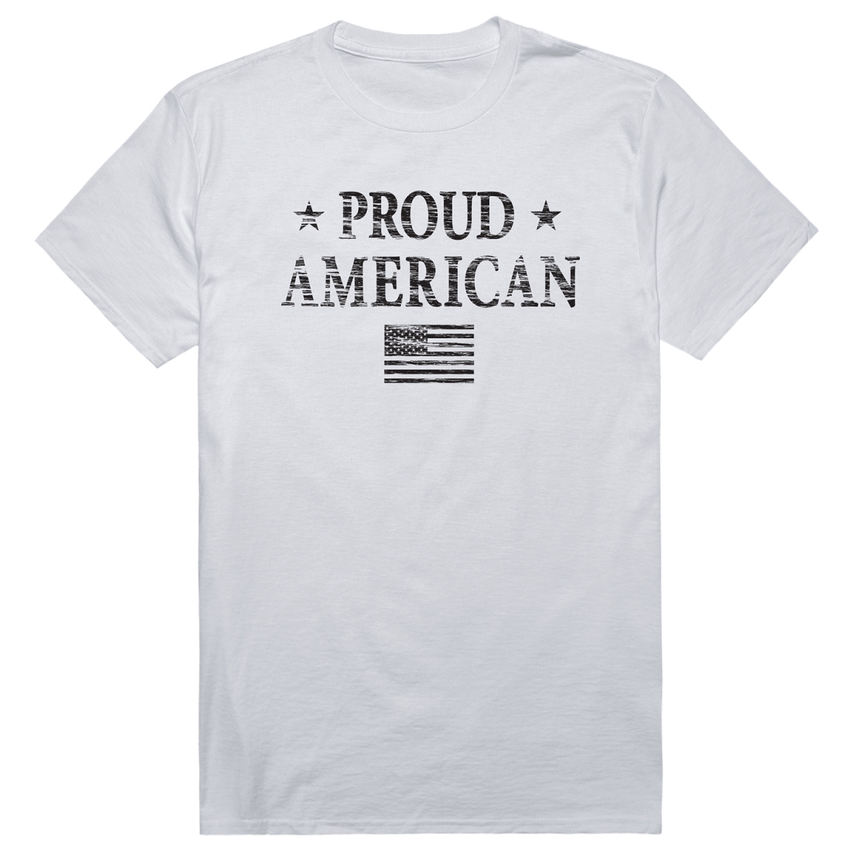 AM1-204-WHT-04 America Proud American Text Short Sleeve T-Shirt, White - Extra Large
