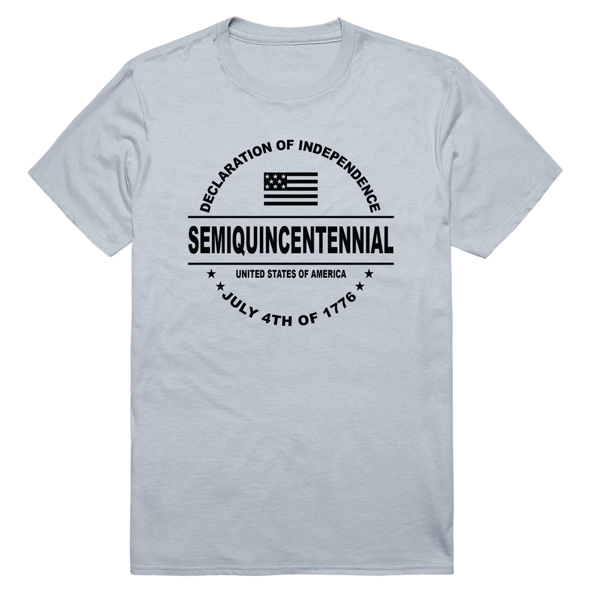 AN3-249-SIL-03 America Anniversary Declaration Short Sleeve T-Shirt, Silver - Large