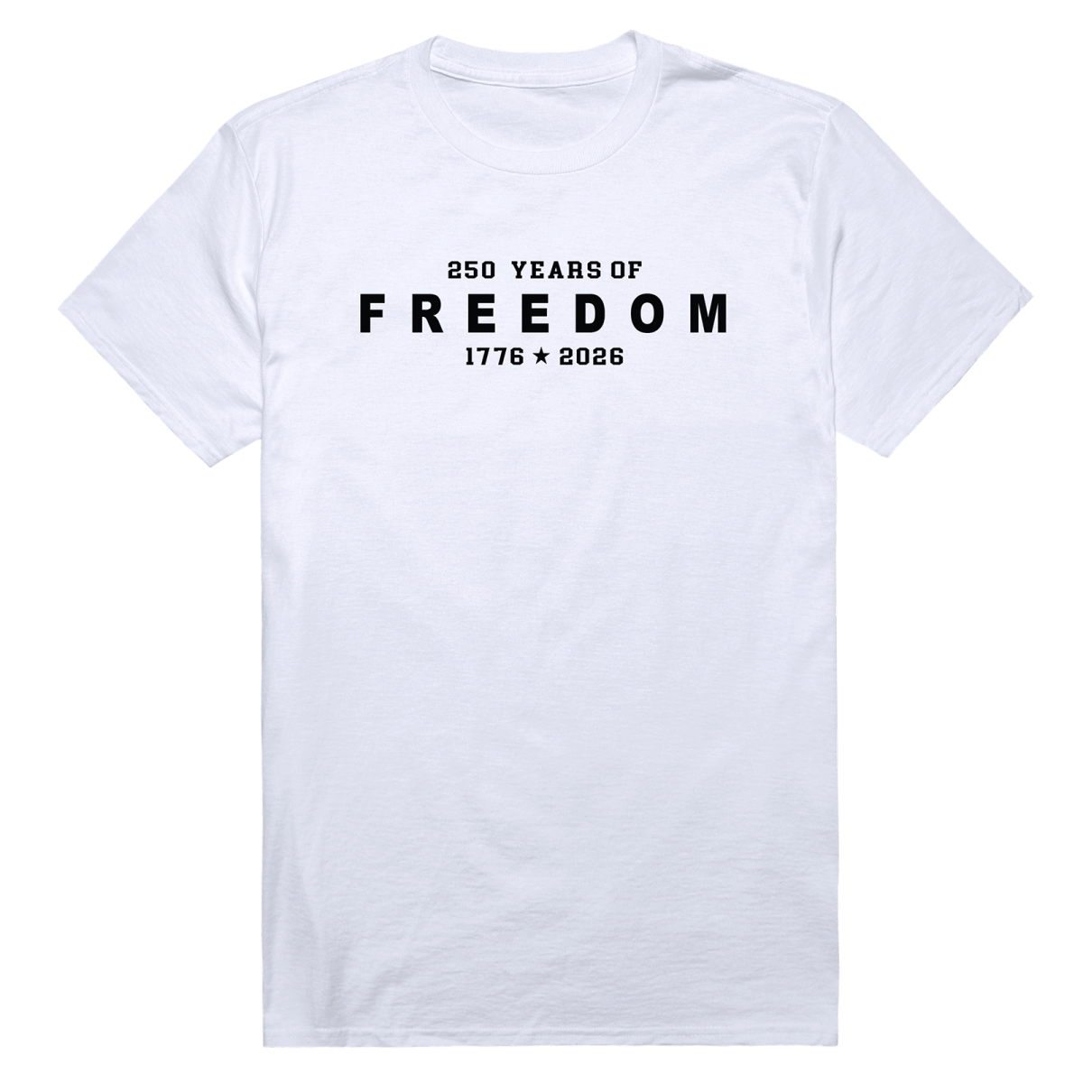AN3-250-WHT-03 America Anniversary 250 Years of Freedom Short Sleeve T-Shirt, White - Large