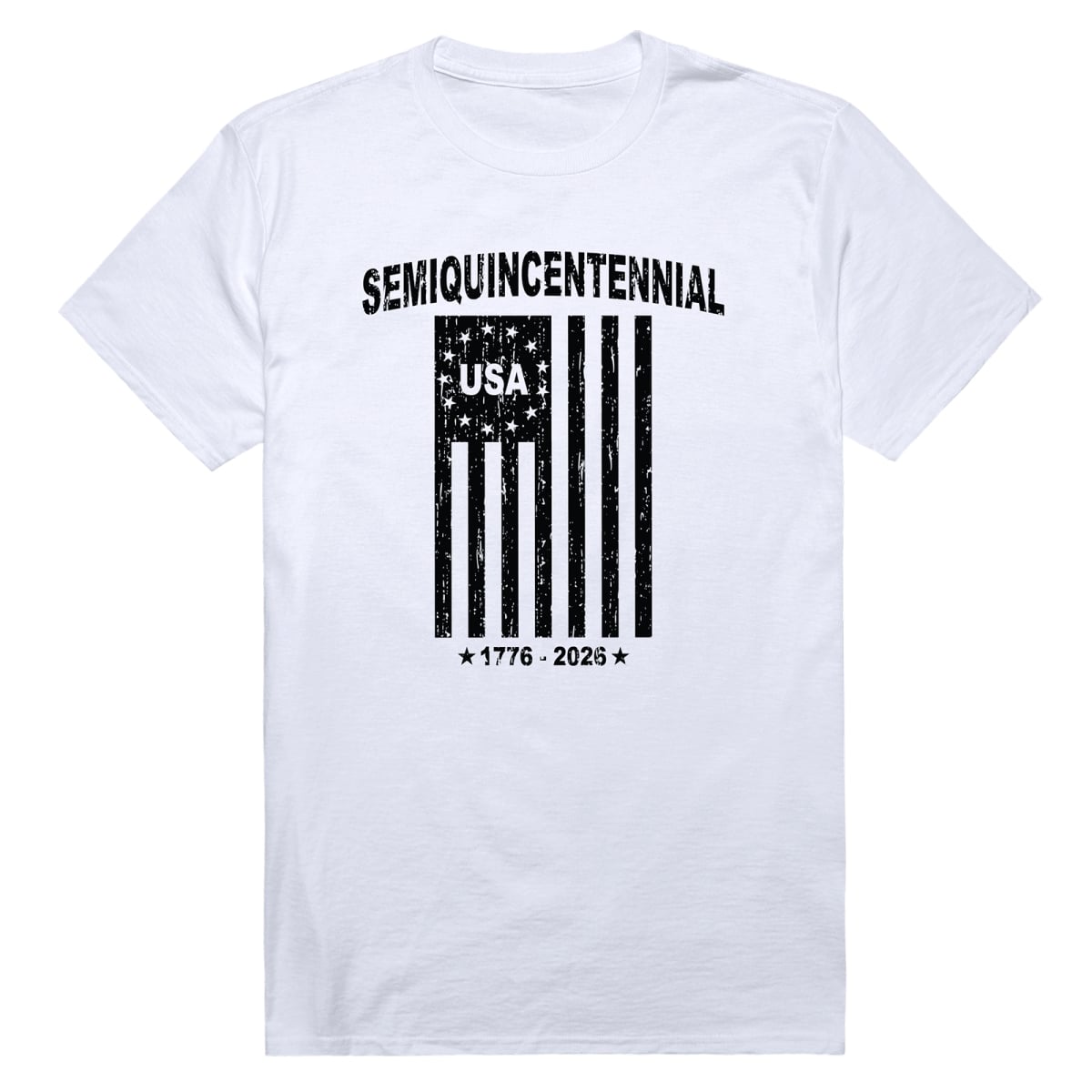 AN3-243-WHT-01 America Anniversary Semiquincentennial Short Sleeve T-Shirt, White - Small