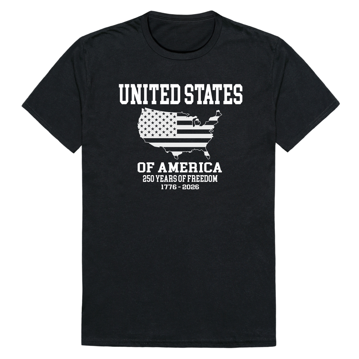 AN3-247-BLK-02 America Anniversary US Map Short Sleeve T-Shirt, Black - Medium