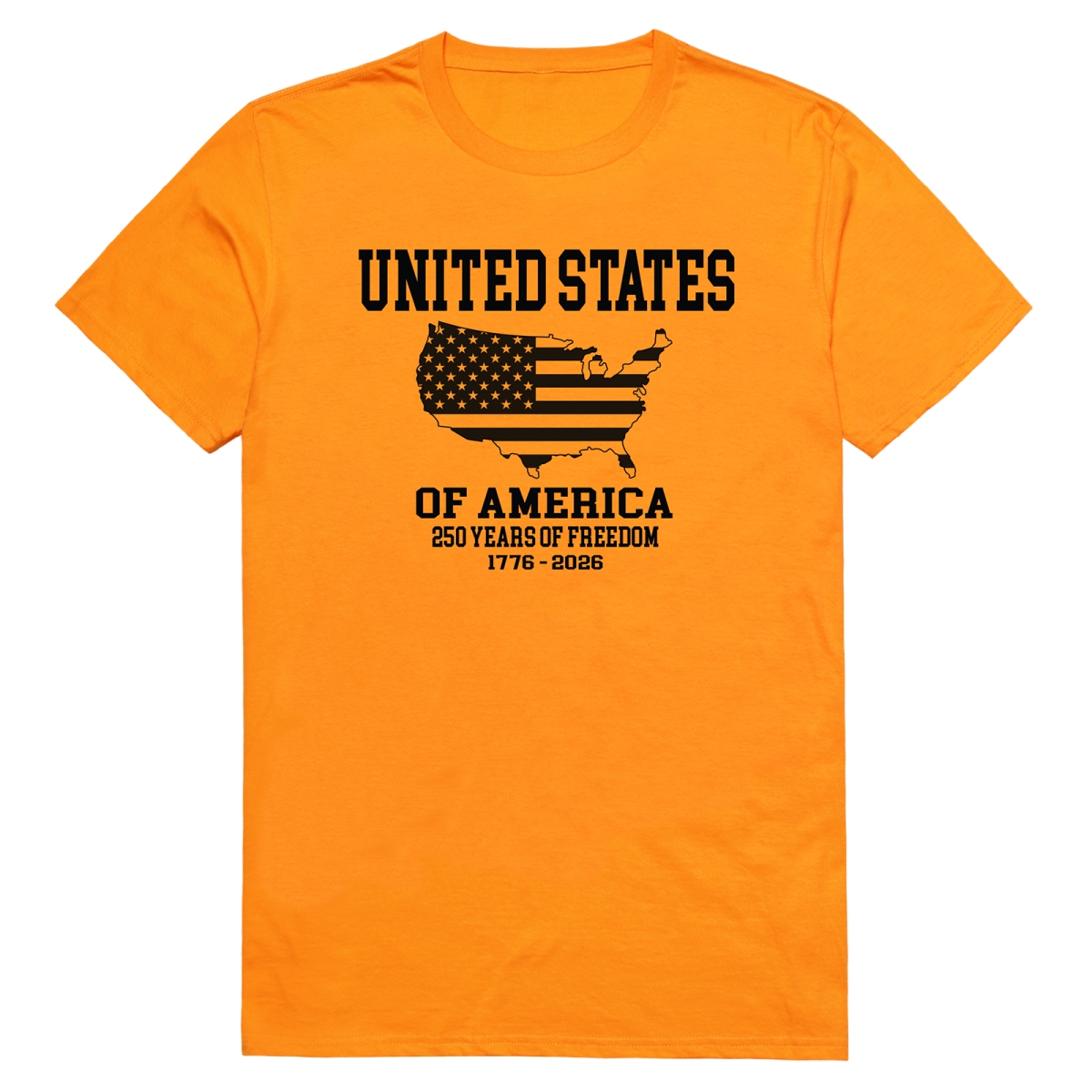 AN3-247-GLD-02 America Anniversary US Map Short Sleeve T-Shirt, Gold - Medium