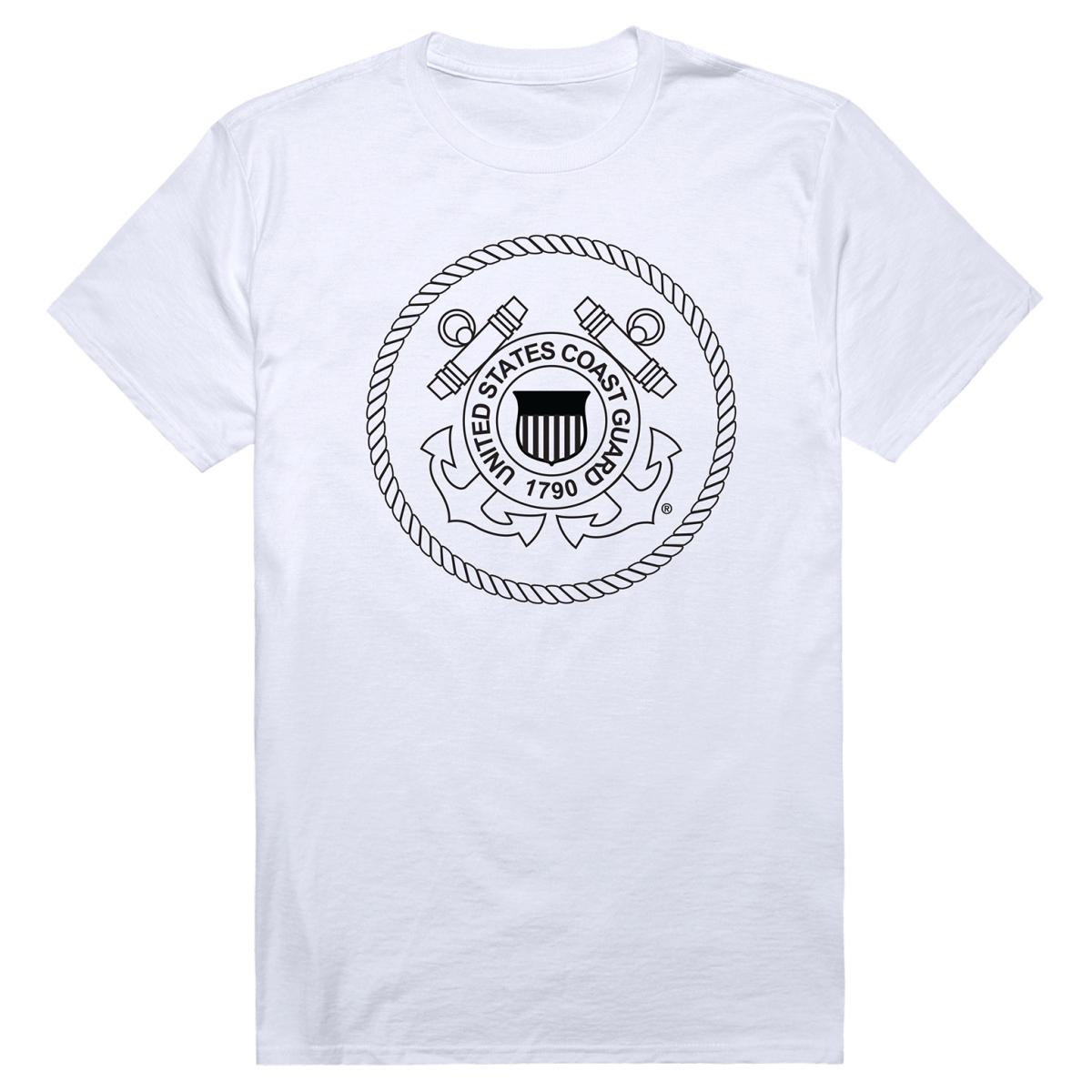 AM5-CG5-WHT-02 Basic Military USCG 5 Short Sleeve T-Shirt, White - Medium