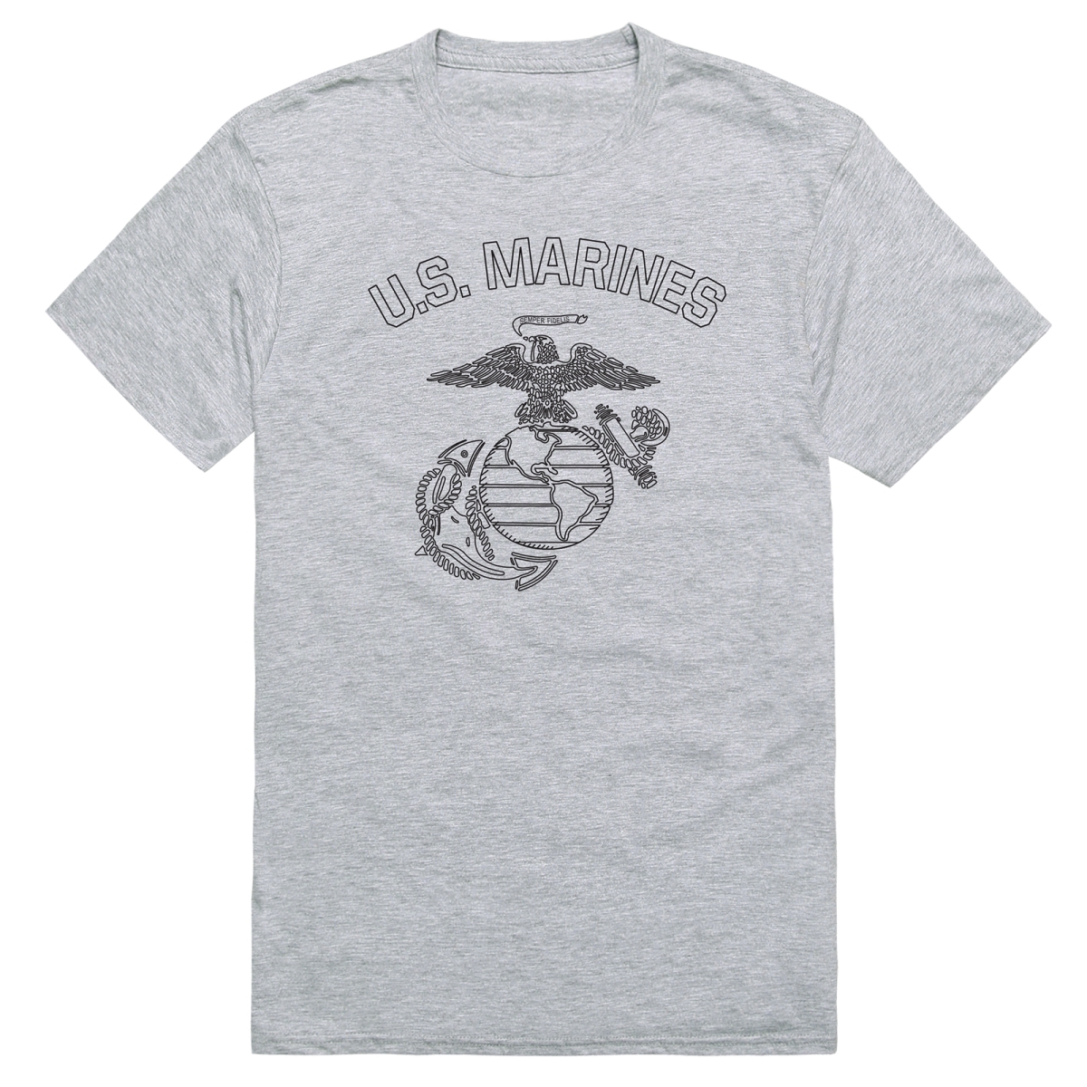 AM5-MC3-HGY-04 Basic Military US Marines 3 Short Sleeve T-Shirt, Heather Gray - Extra Large