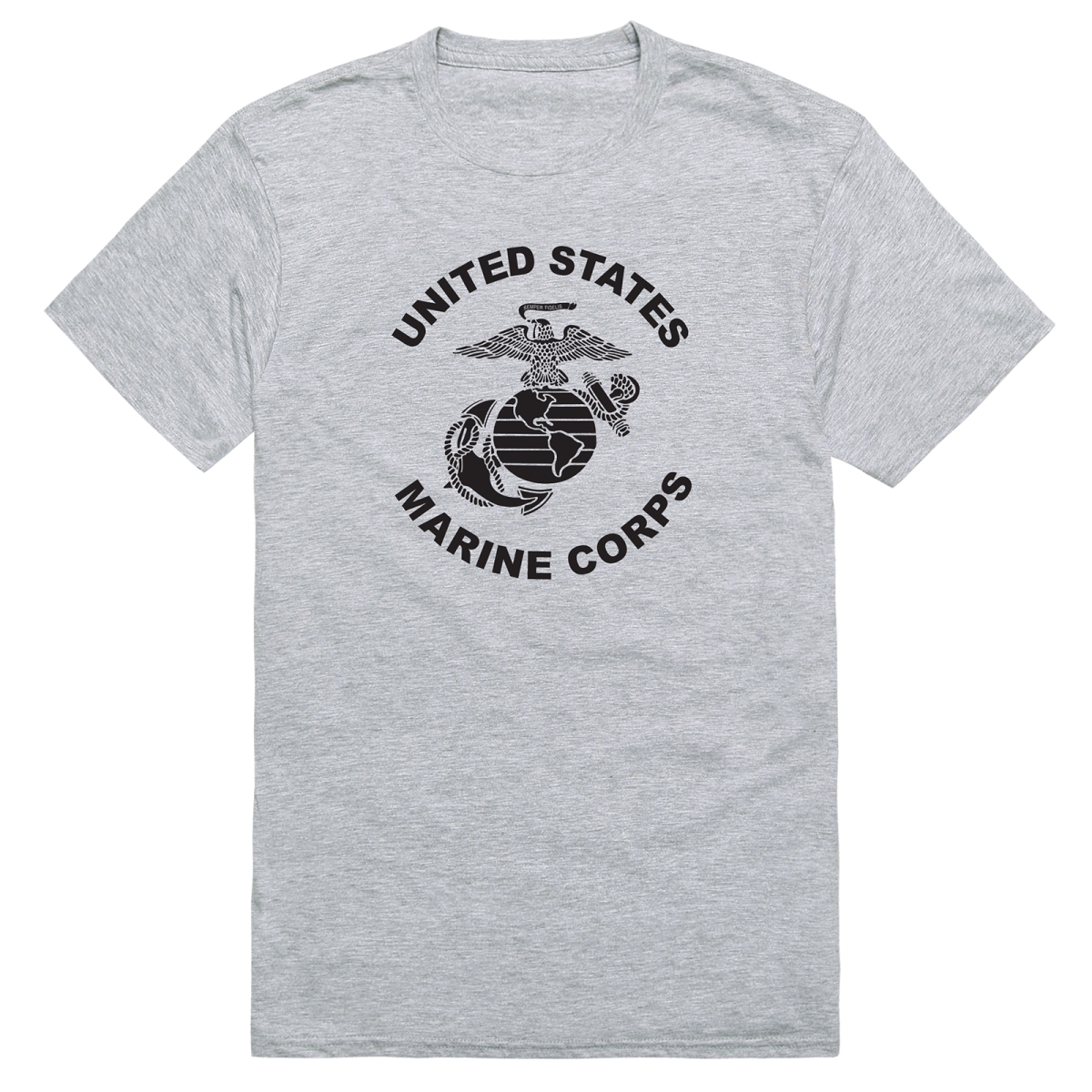 AM5-MC7-HGY-03 Basic Military US Marines 7 Short Sleeve T-Shirt, Heather Gray - Large