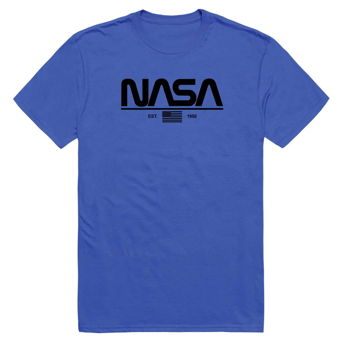 AM5-NS5-RYL-01 Basic Military NASA 5 Short Sleeve T-Shirt, Royal Blue - Small