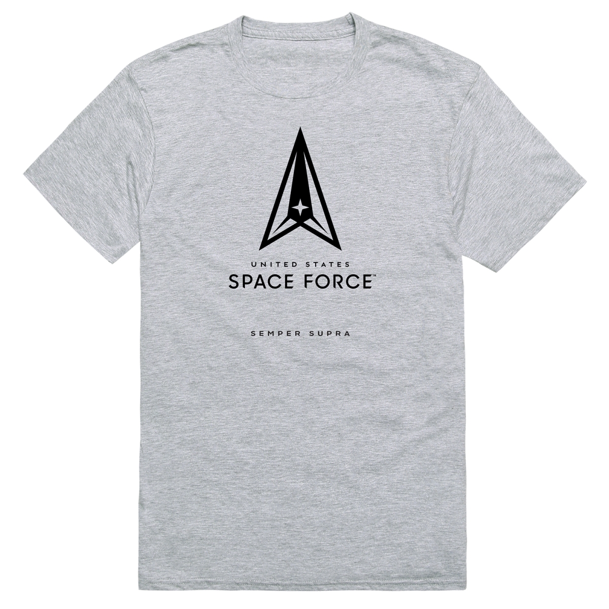 AM5-SF7-HGY-03 Basic Military Space Force 7 Short Sleeve T-Shirt, Heather Gray - Large