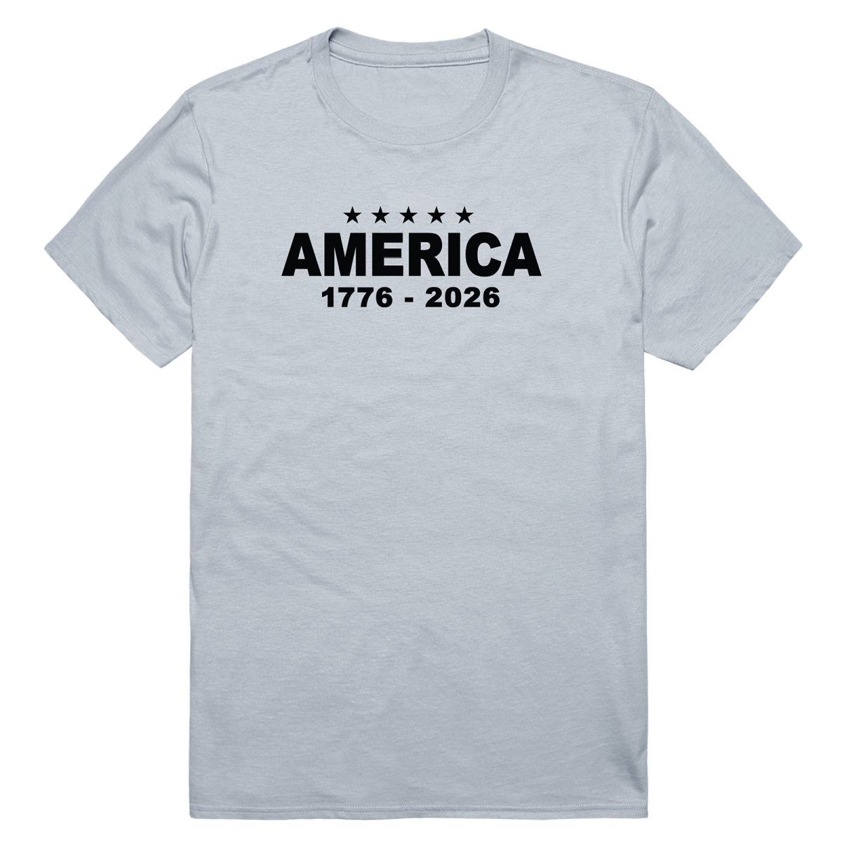 AN3-261-SIL-02 America Stars Anniversary Short Sleeve T-Shirt, Silver - Medium