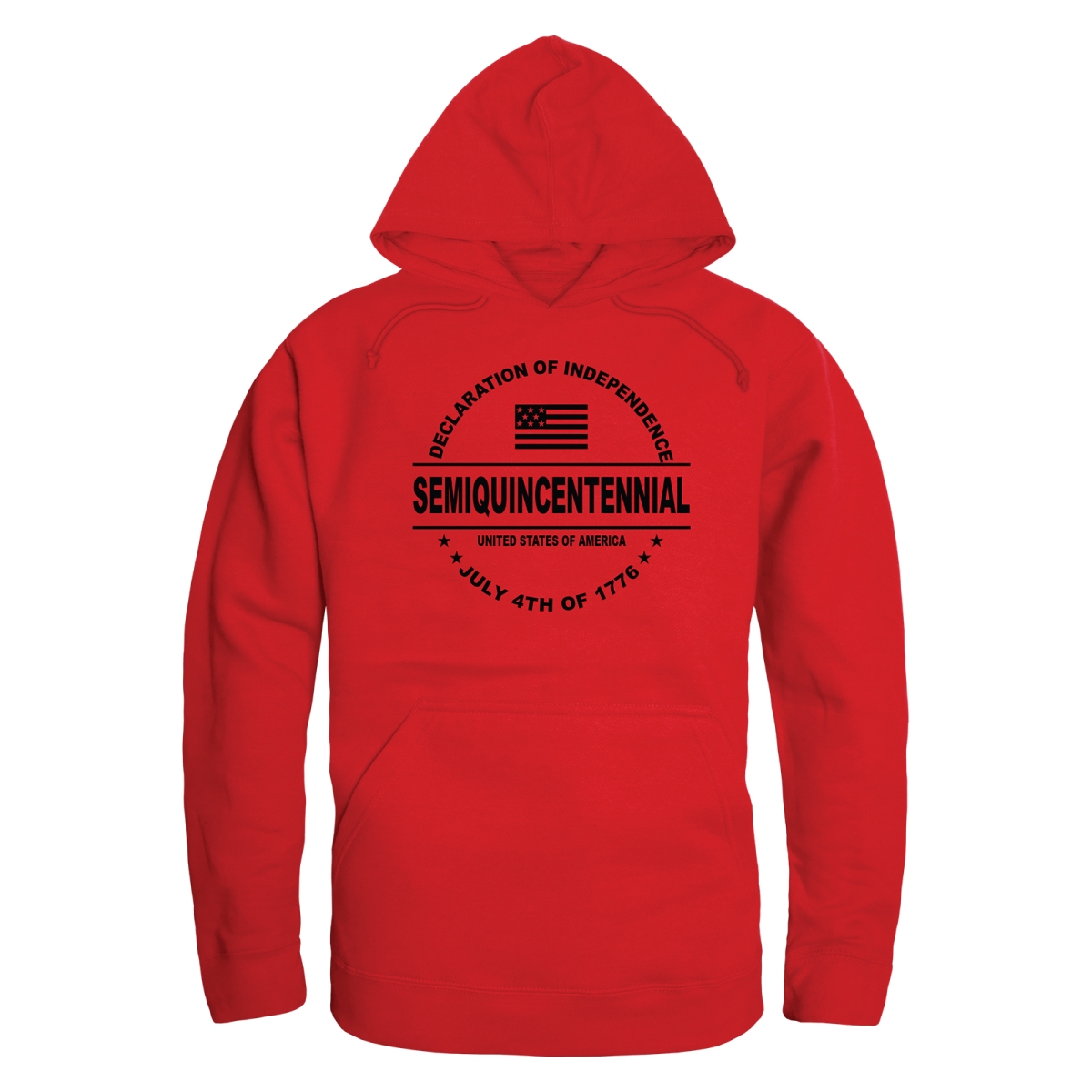 AN4-249-RD2-02 America Anniversary Declaration Long Sleeve Hoodie, Red - Medium