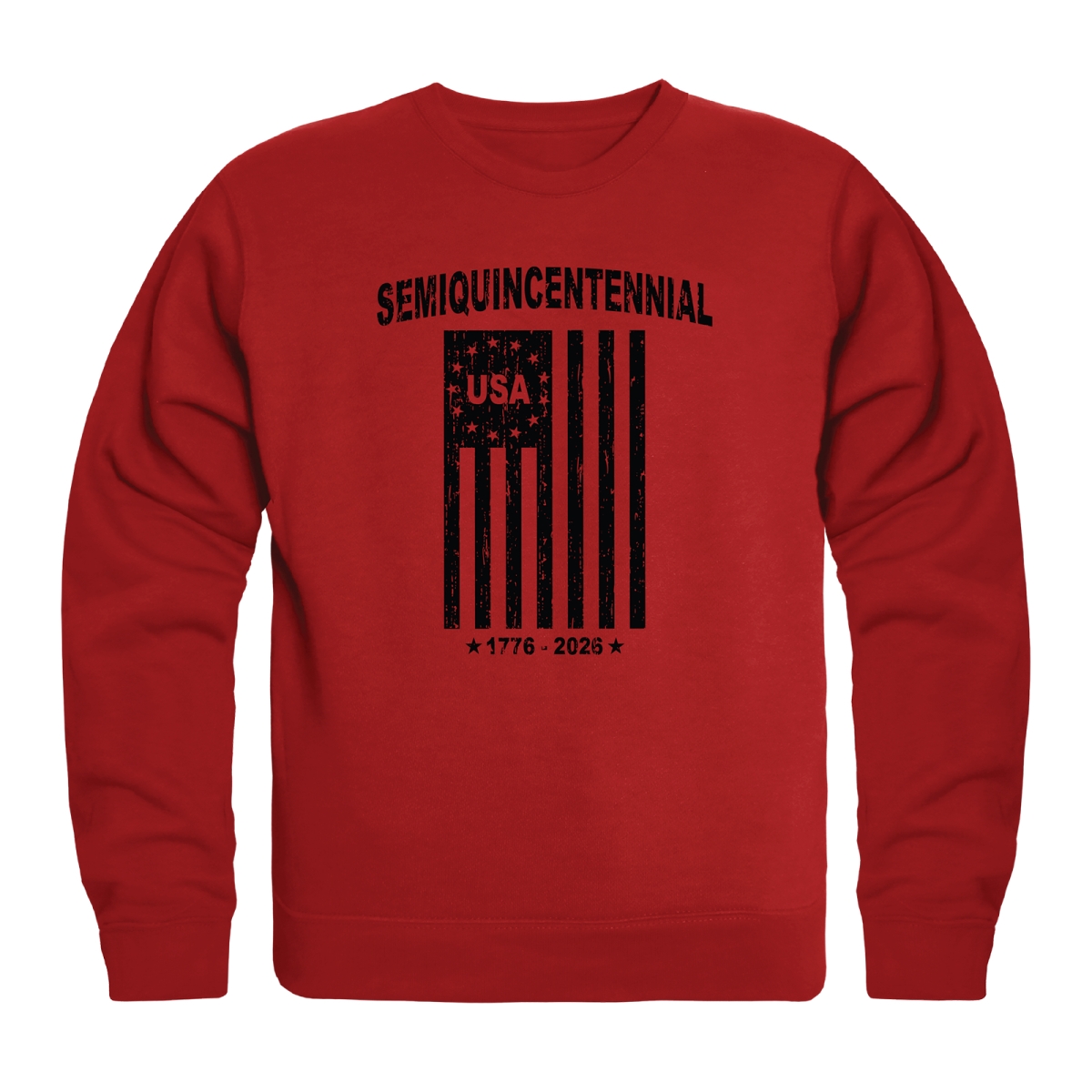 AN5-243-RD2-01 America Anniversary Semiquincentennial Crewneck Long Sleeve T-Shirt, Red - Small