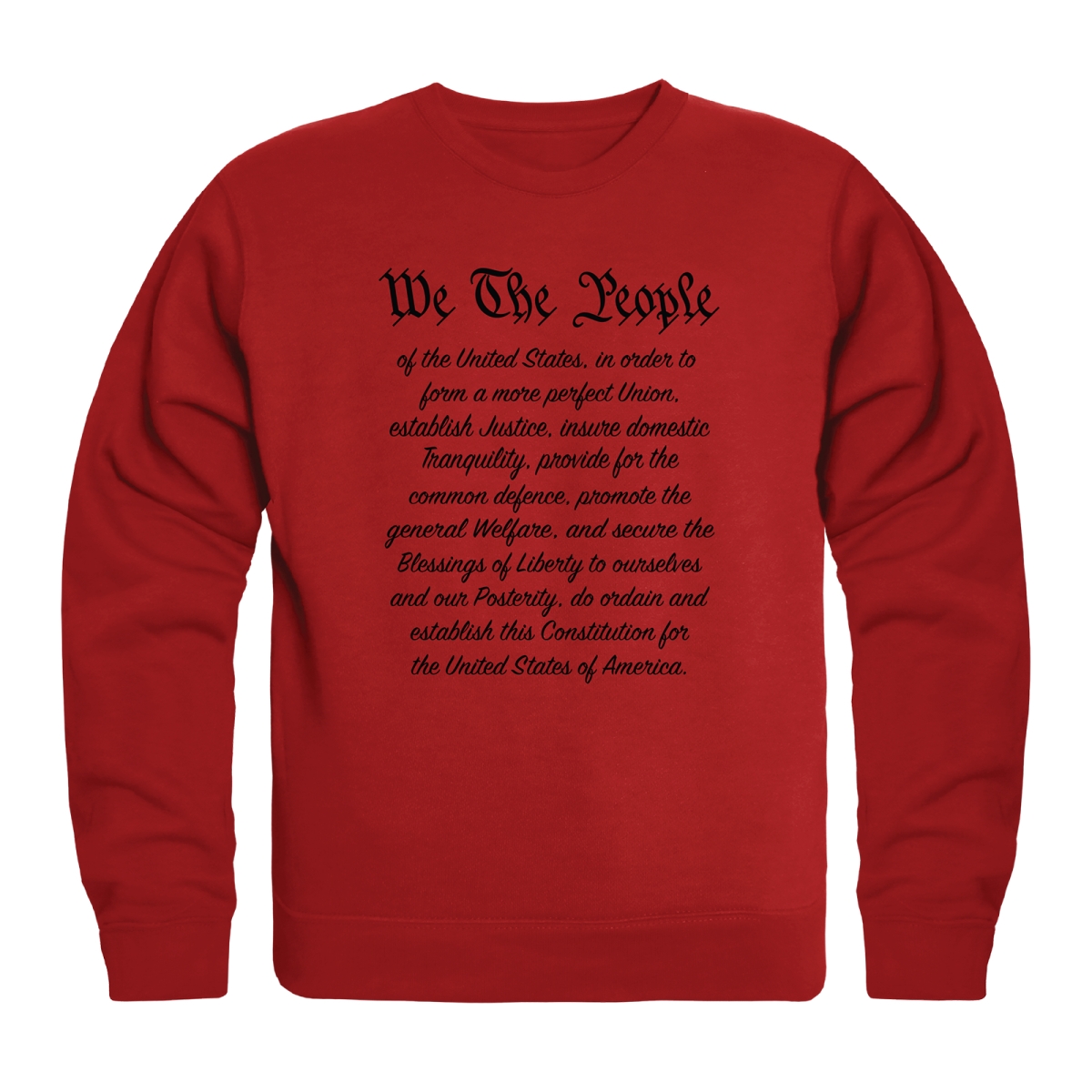 AN5-242-RD2-04 America Anniversary We the People Crewneck Long Sleeve T-Shirt, Red - Extra Large