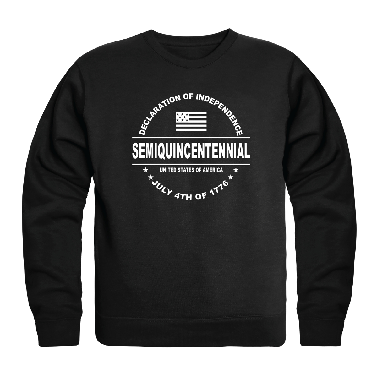AN5-249-BLK-04 America Anniversary Declaration Crewneck Long Sleeve T-Shirt, Black - Extra Large