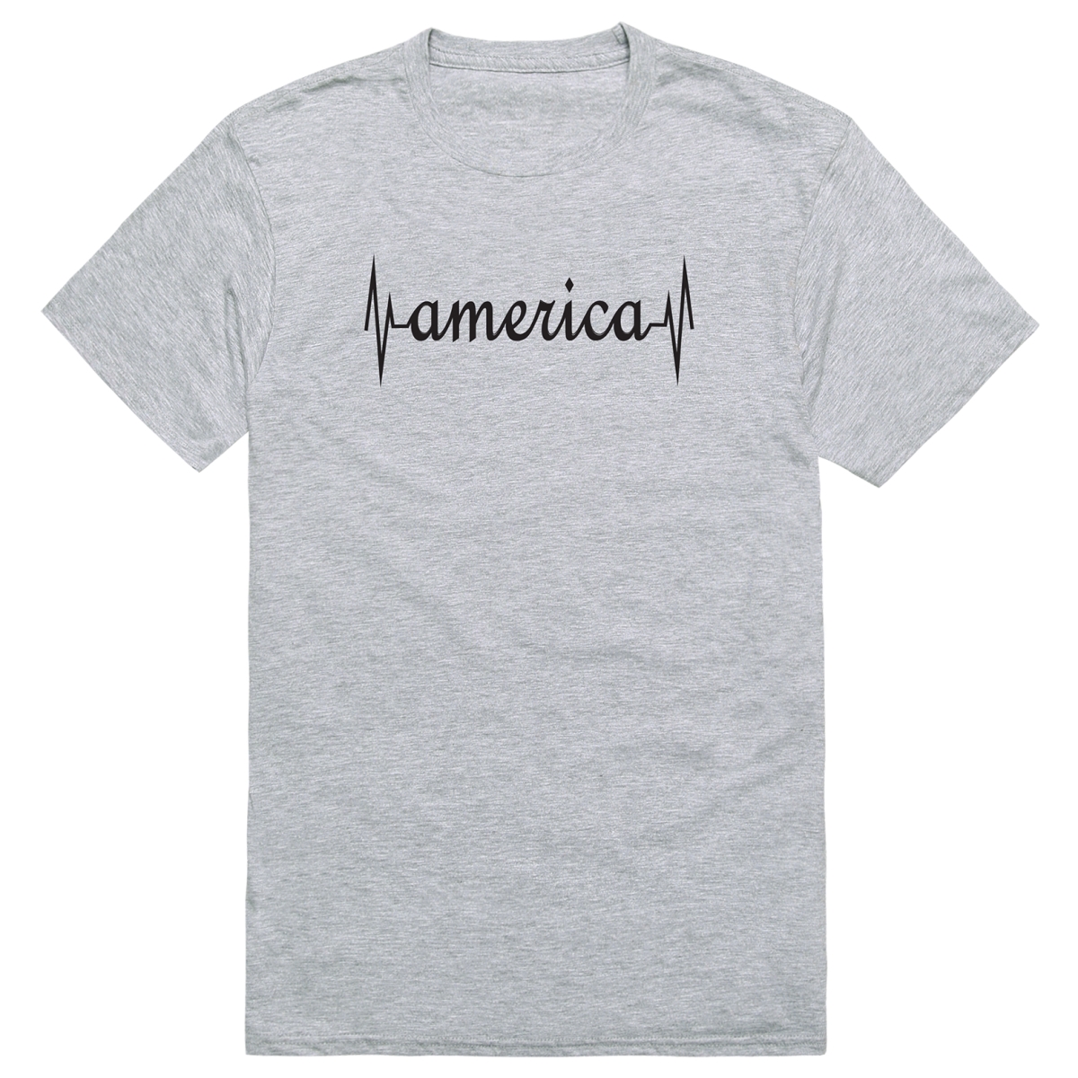 AM3-216-HGY-02 Basic America Heartbeat Short Sleeve T-Shirt, Heather Gray - Medium