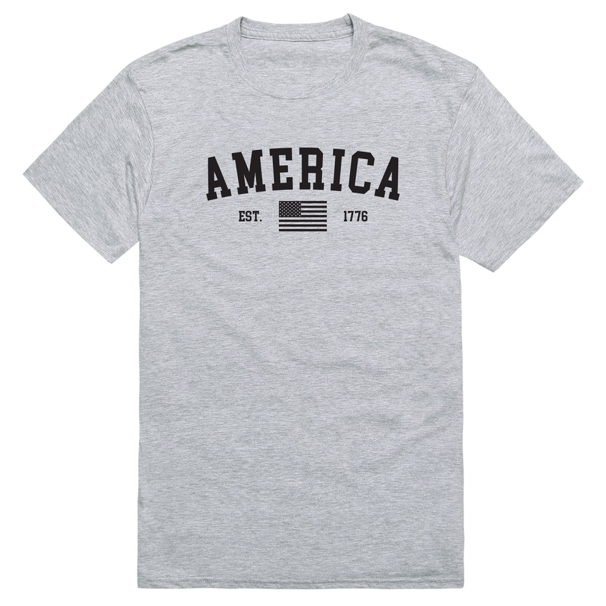 AM3-219-HGY-02 Basic America Est. 1776 Short Sleeve T-Shirt, Heather Gray - Medium