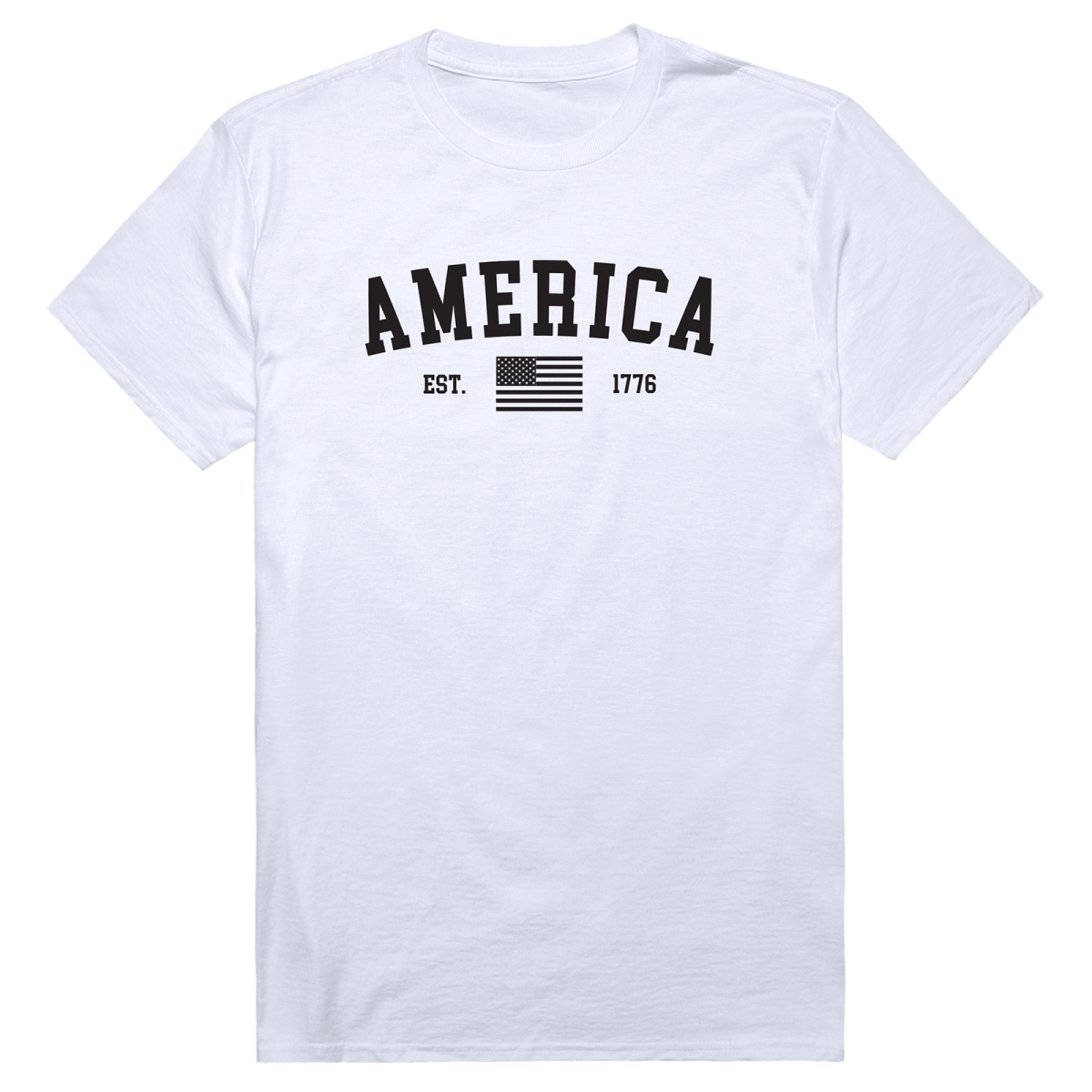 AM3-219-WHT-04 Basic America Est. 1776 Short Sleeve T-Shirt, White - Extra Large