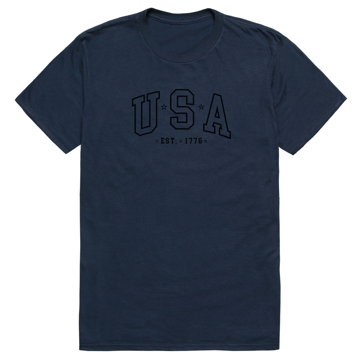 AM3-221-NVY-01 America Basic USA Est. 1776 Short Sleeve T-Shirt, Navy - Small