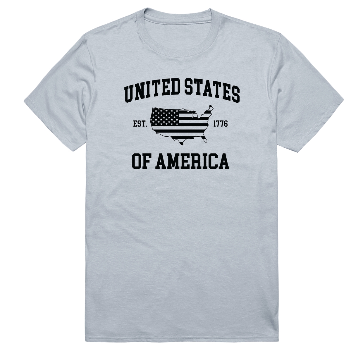 AM3-223-SIL-02 Basic United States of America Short Sleeve T-Shirt, Silver - Medium