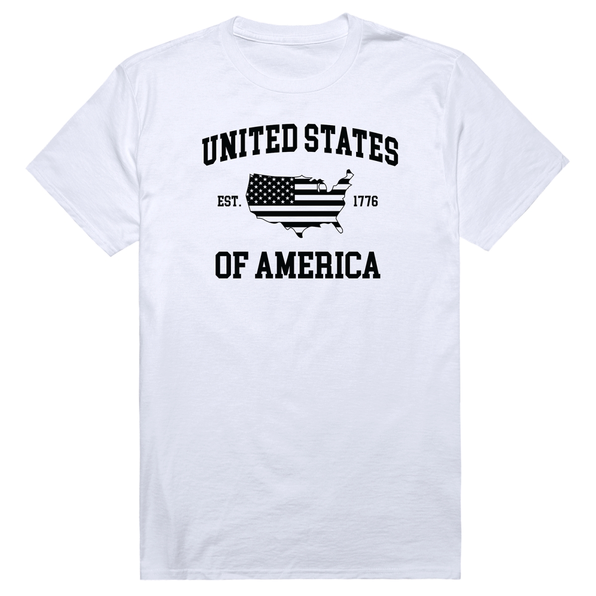 AM3-223-WHT-02 Basic United States of America Short Sleeve T-Shirt, White - Medium