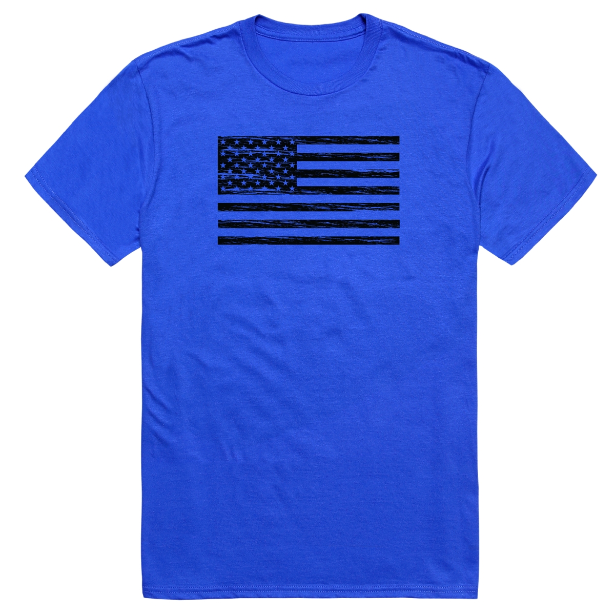 AM3-225-RYL-04 America Basic Flag Horizontal Short Sleeve T-Shirt, Royal Blue - Extra Large