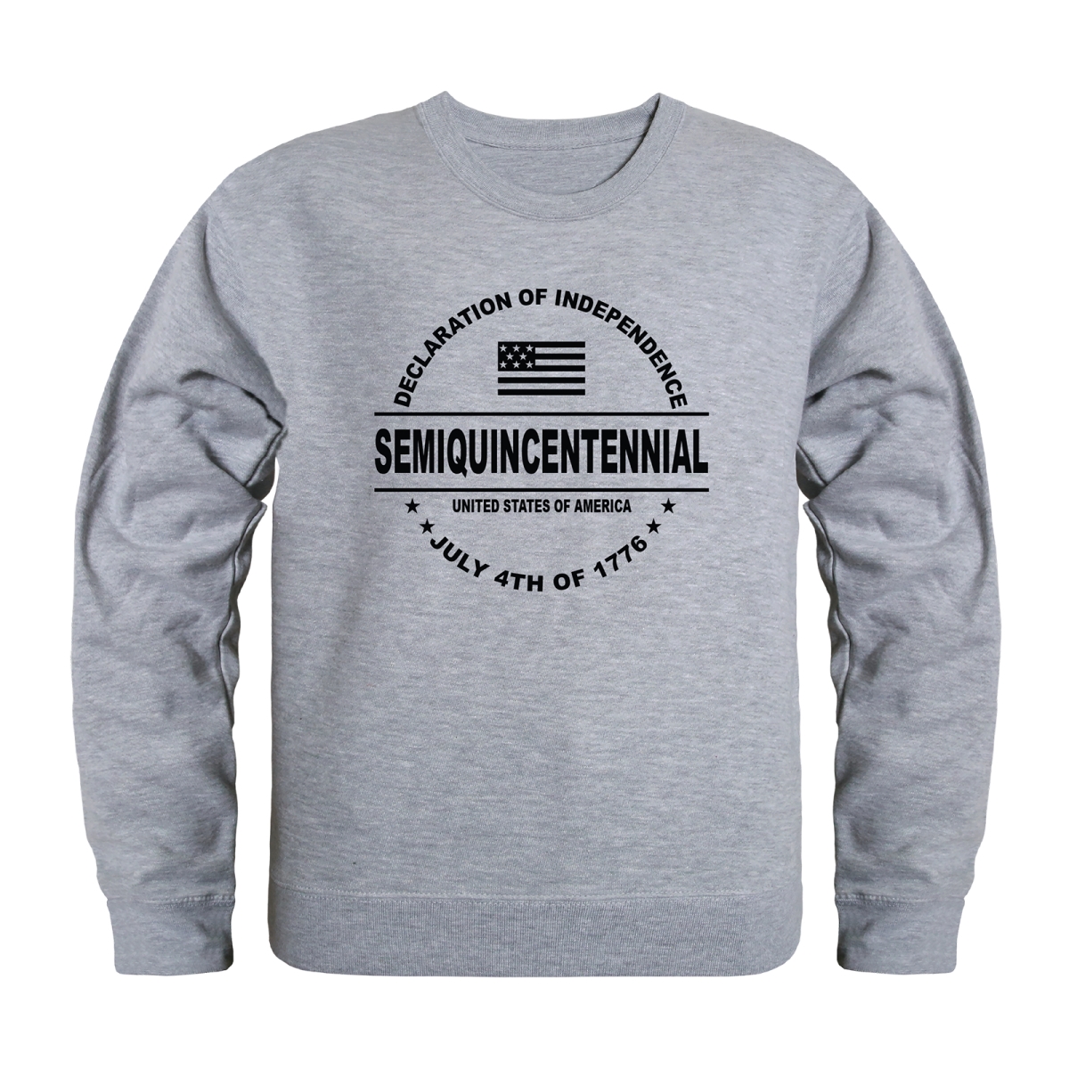 AN5-249-HGY-01 America Anniversary Declaration Crewneck Long Sleeve T-Shirt, Heather Gray - Small