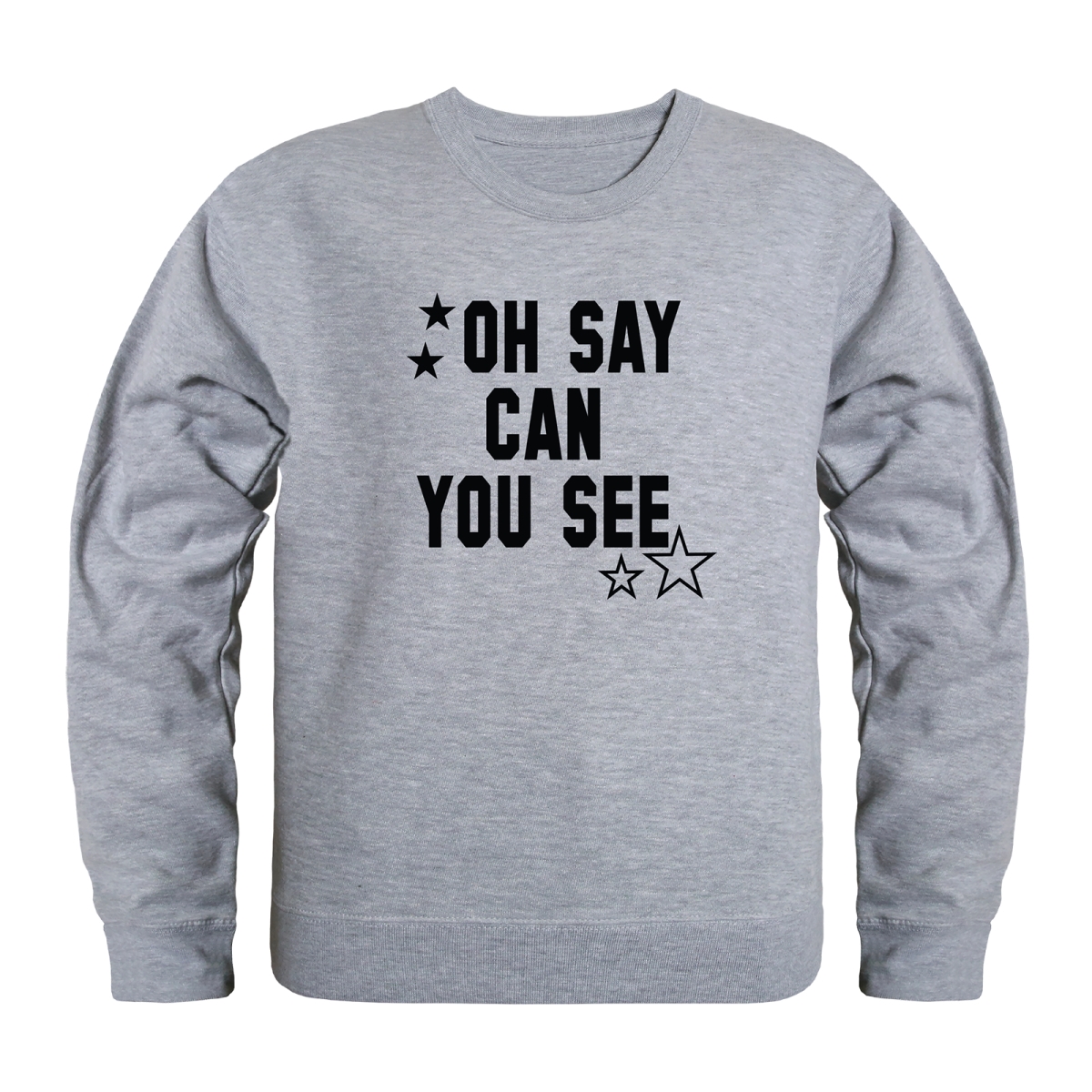AN5-252-HGY-02 America Anniversary Oh Say Can You See Crewneck Long Sleeve T-Shirt, Heather Gray - Medium