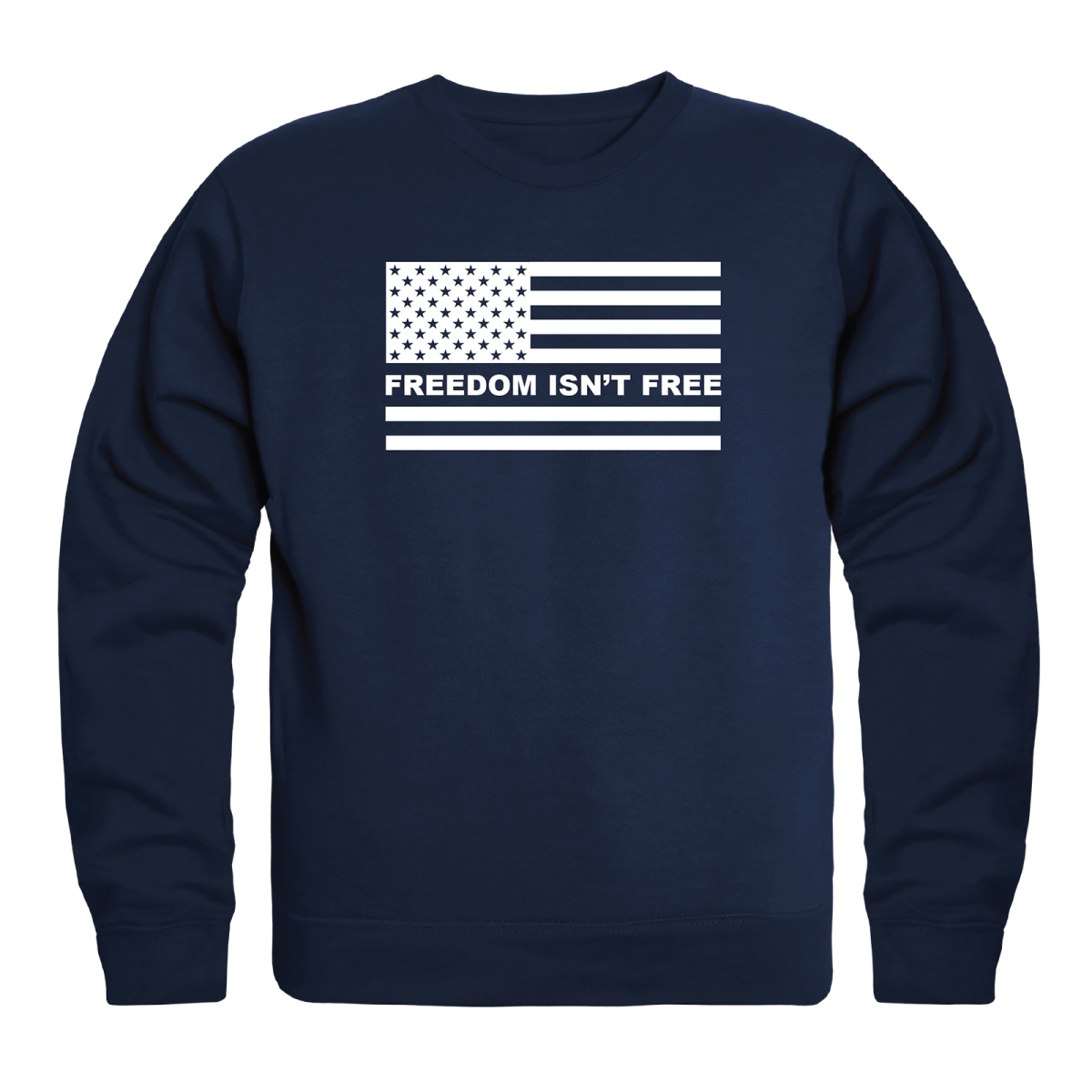 AN5-253-NVY-01 America Anniversary Freedom is Not Free Crewneck Long Sleeve T-Shirt, Navy - Small
