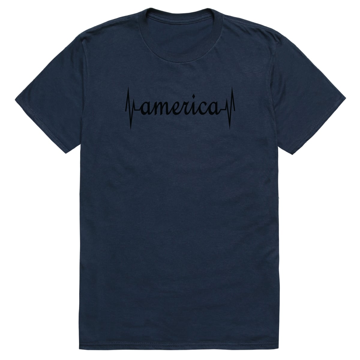 AM3-216-NVY-03 Basic America Heartbeat Short Sleeve T-Shirt, Navy - Large