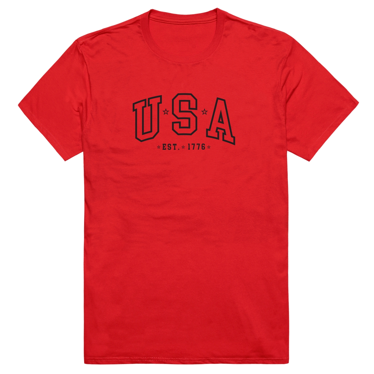 AM3-221-RED-01 America Basic USA Est. 1776 Short Sleeve T-Shirt, Red - Small